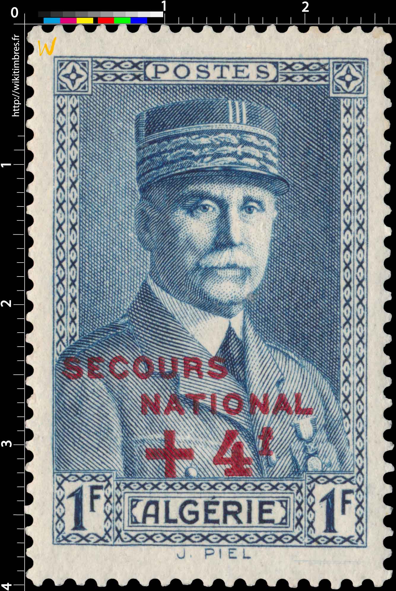 Algérie - Effigie du Maréchal Pétain. Secours National