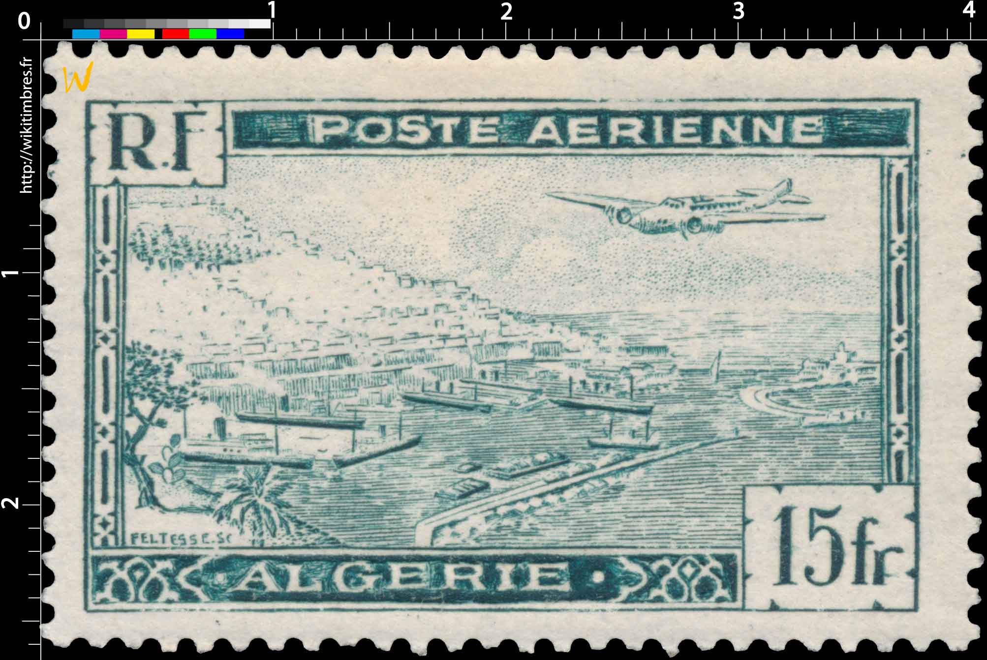 Algérie - Avion survolant la rade d'Alger