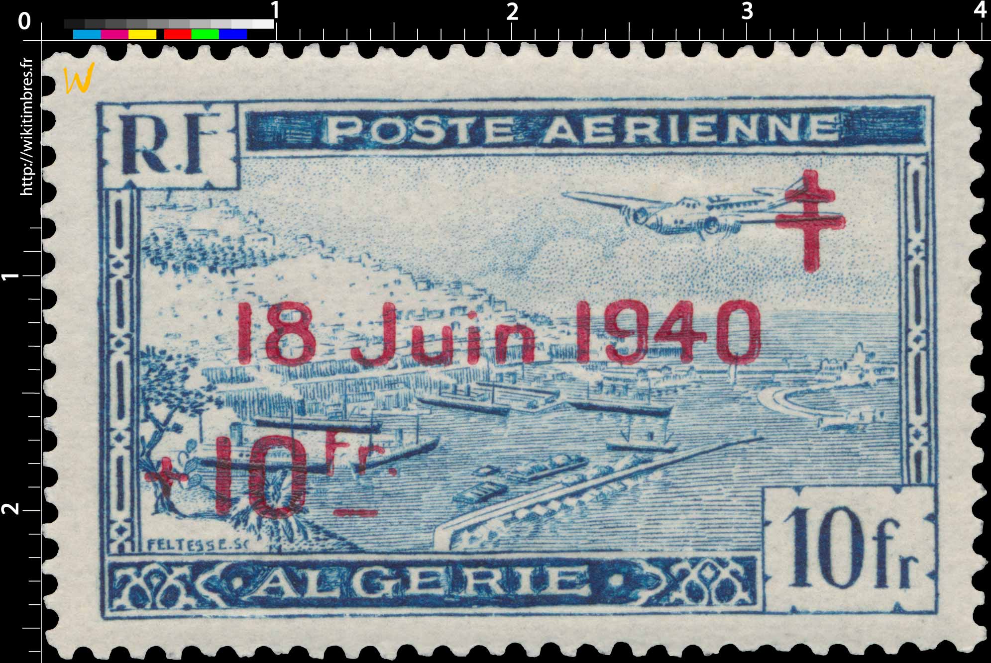 Algérie - Avion survolant la rade d'Alger