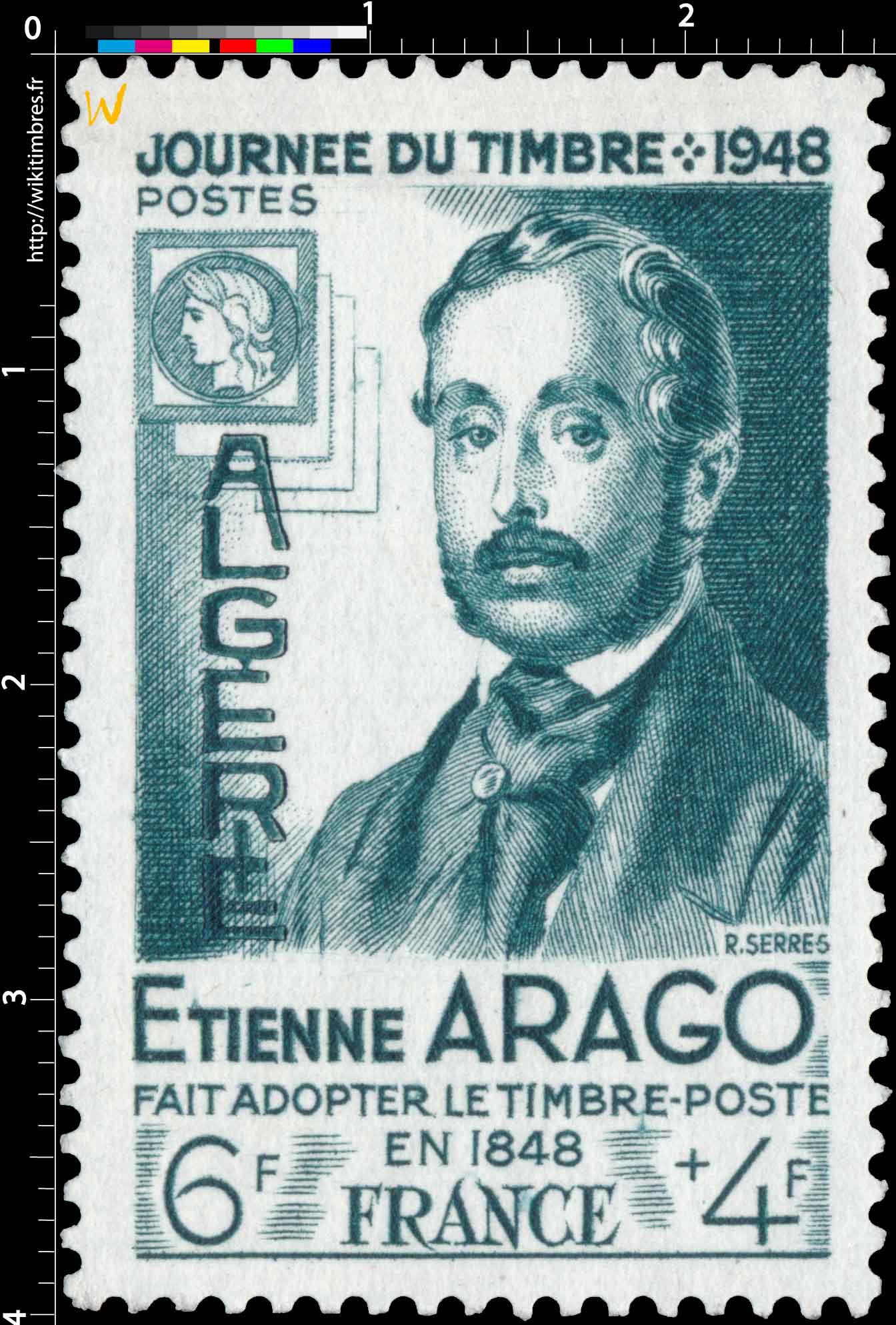 Algérie - Journée du timbre E. Arago fait adopter le timbre poste en 1848 