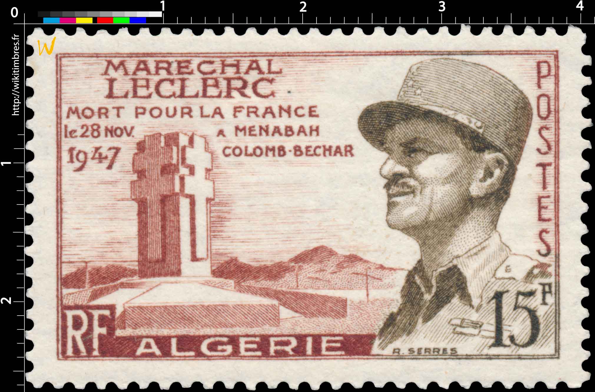 Algérie - Maréchal Leclerc mort pour le France le 28 Nov 1947 à Menabah Colomb-Bechar
