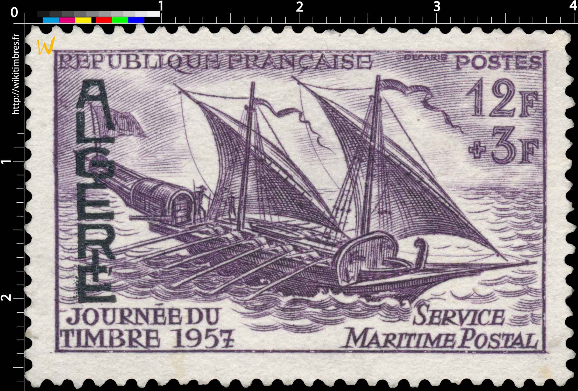Algérie - Journée du Timbre 1957 service maritime postal