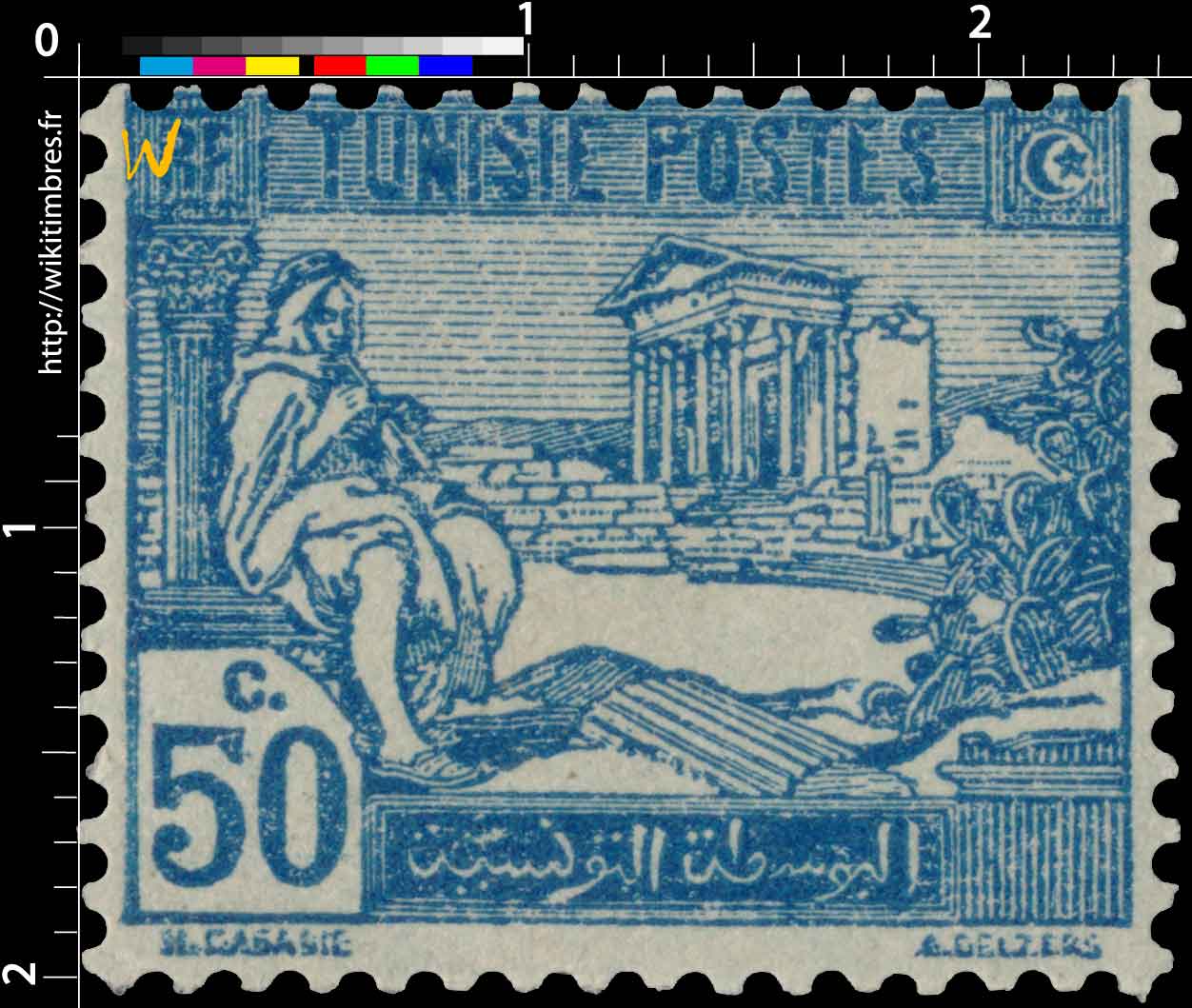 Tunisie - Ruines du Capitole du Dougga. Joueur de pipeau