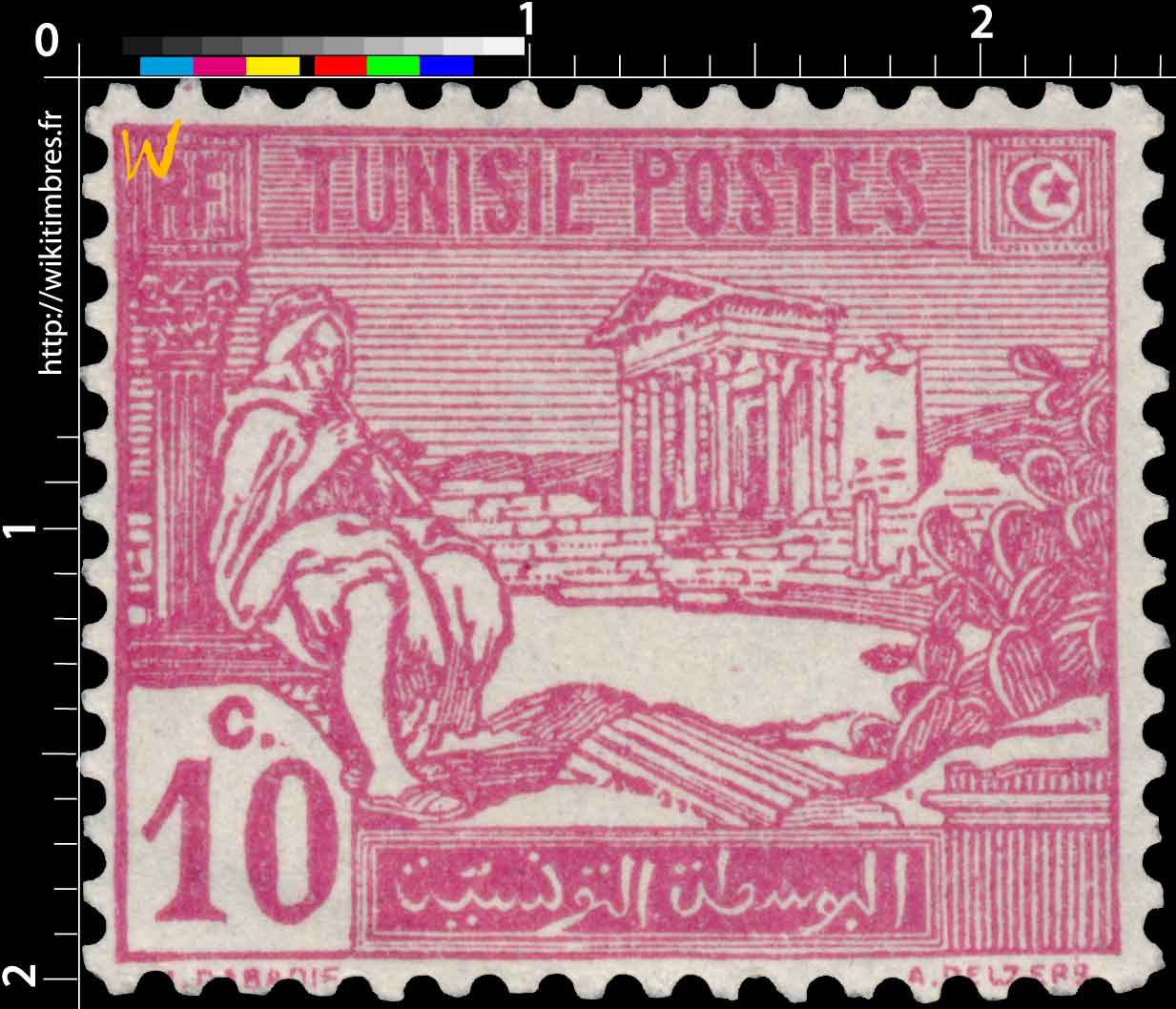 Tunisie - Ruines du Capitole du Dougga. Joueur de pipeau