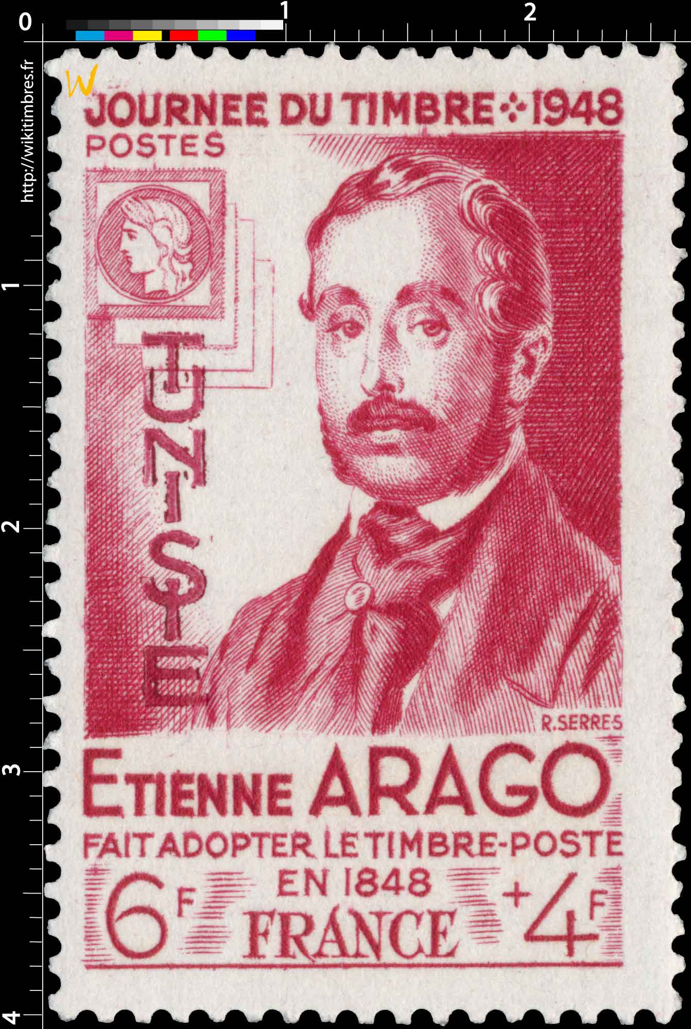 Tunisie - Journée du timbre E. Arago fait adopter le timbre poste en 1848