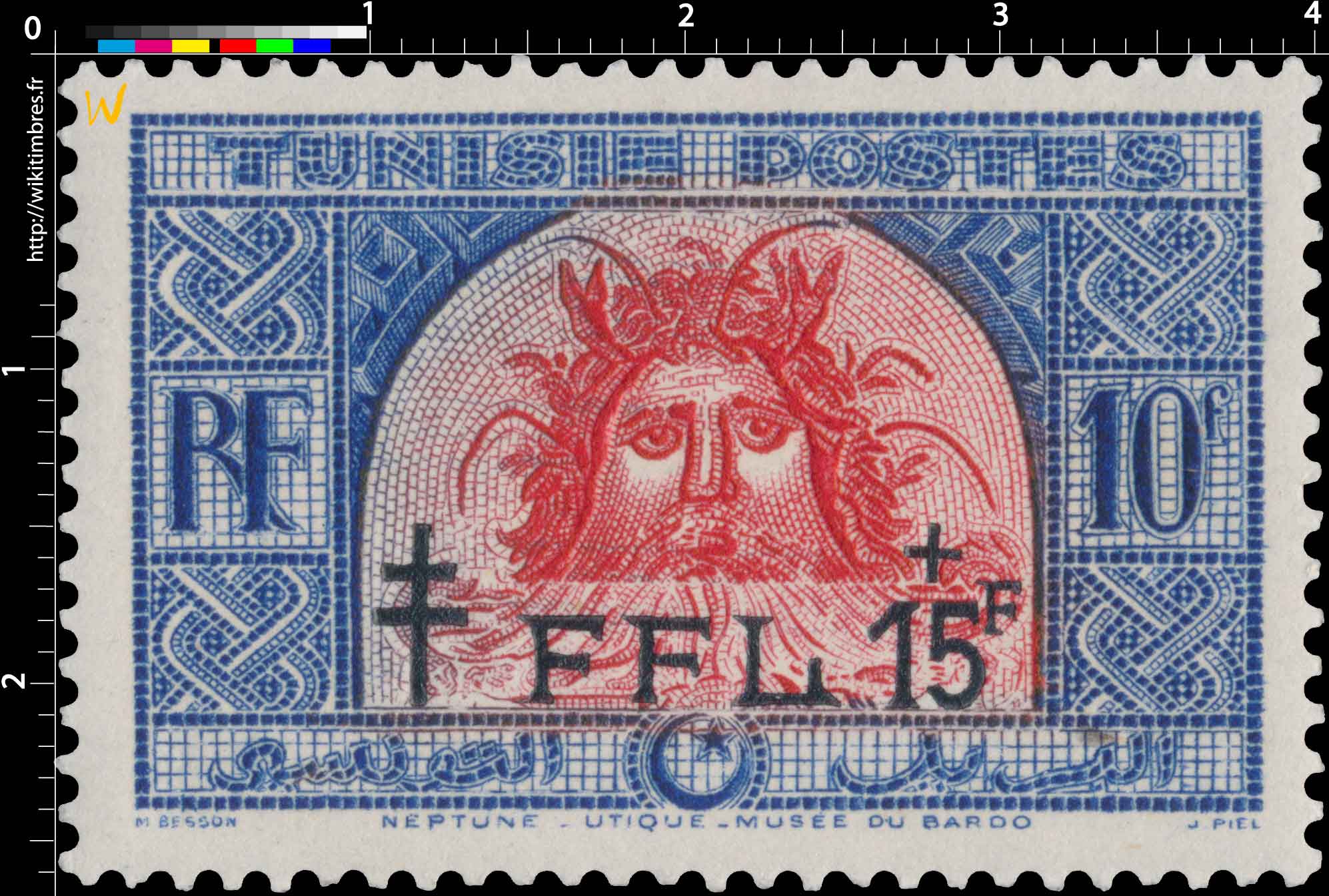 Tunisie - Tête de Neptune (détail de la mosaïque d'Utique : triomphe de Neptune et d'Amphitrite)