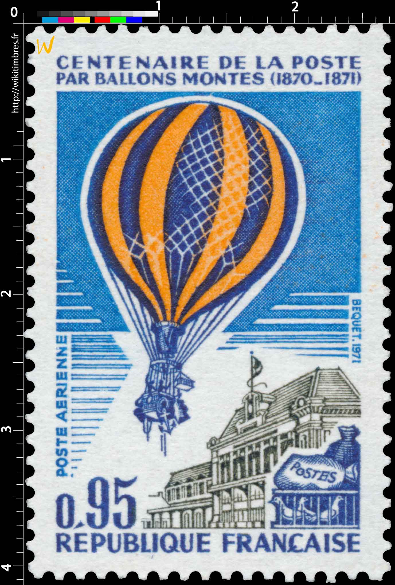 1971 CENTENAIRE DE LA POSTE PAR BALLONS MONTÉS (1870-1871)