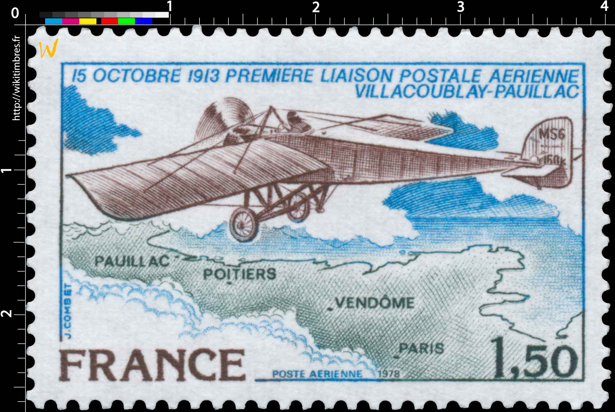 1978 15 OCTOBRE 1913 PREMIÈRE LIAISON POSTALE AÉRIENNE VILLACOUBLAY-PAUILLAC