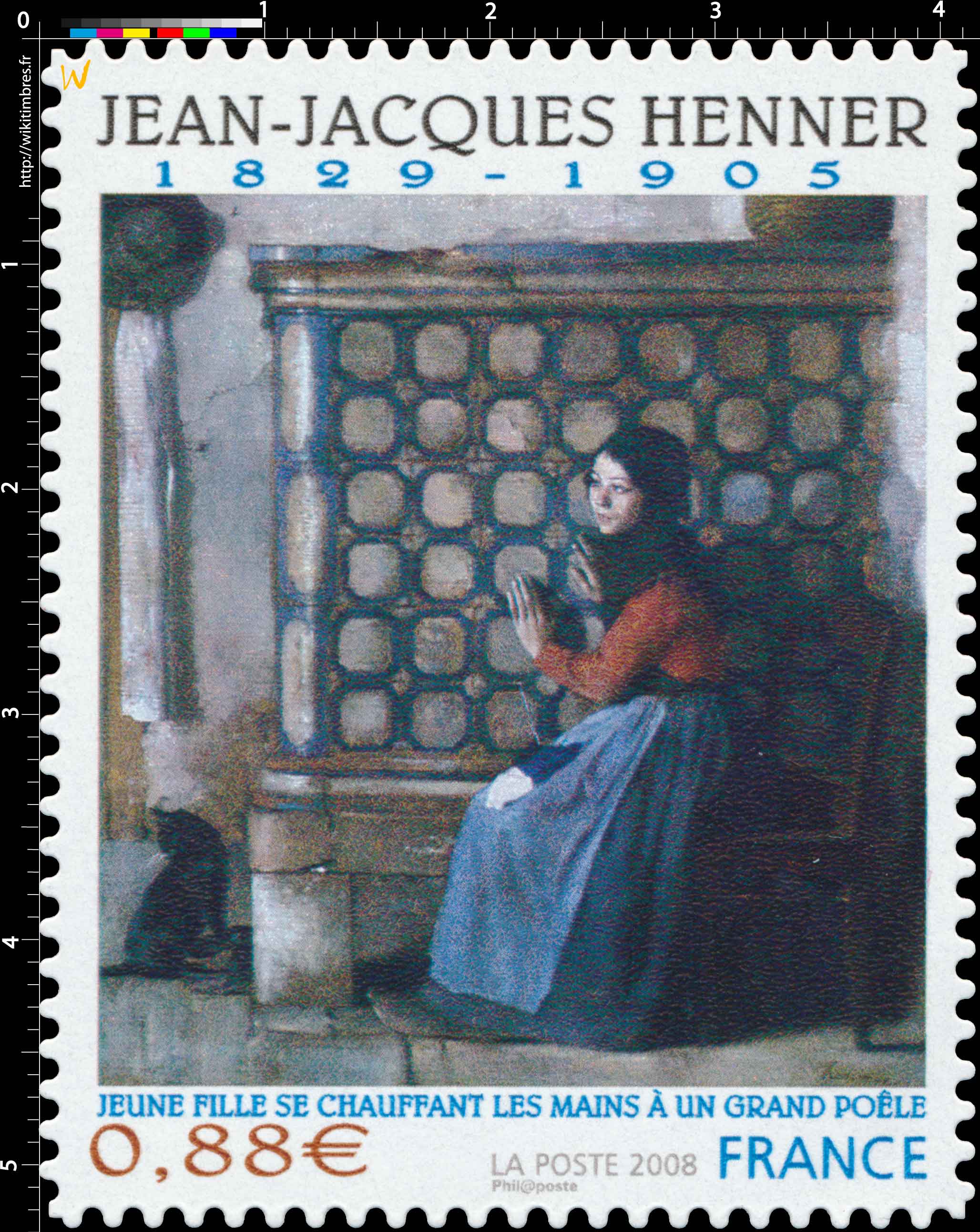 JEAN-JACQUES HENNER 1829-1905 JEUNE FILLE SE CHAUFFANT LES MAINS À UN GRAND POÊLE