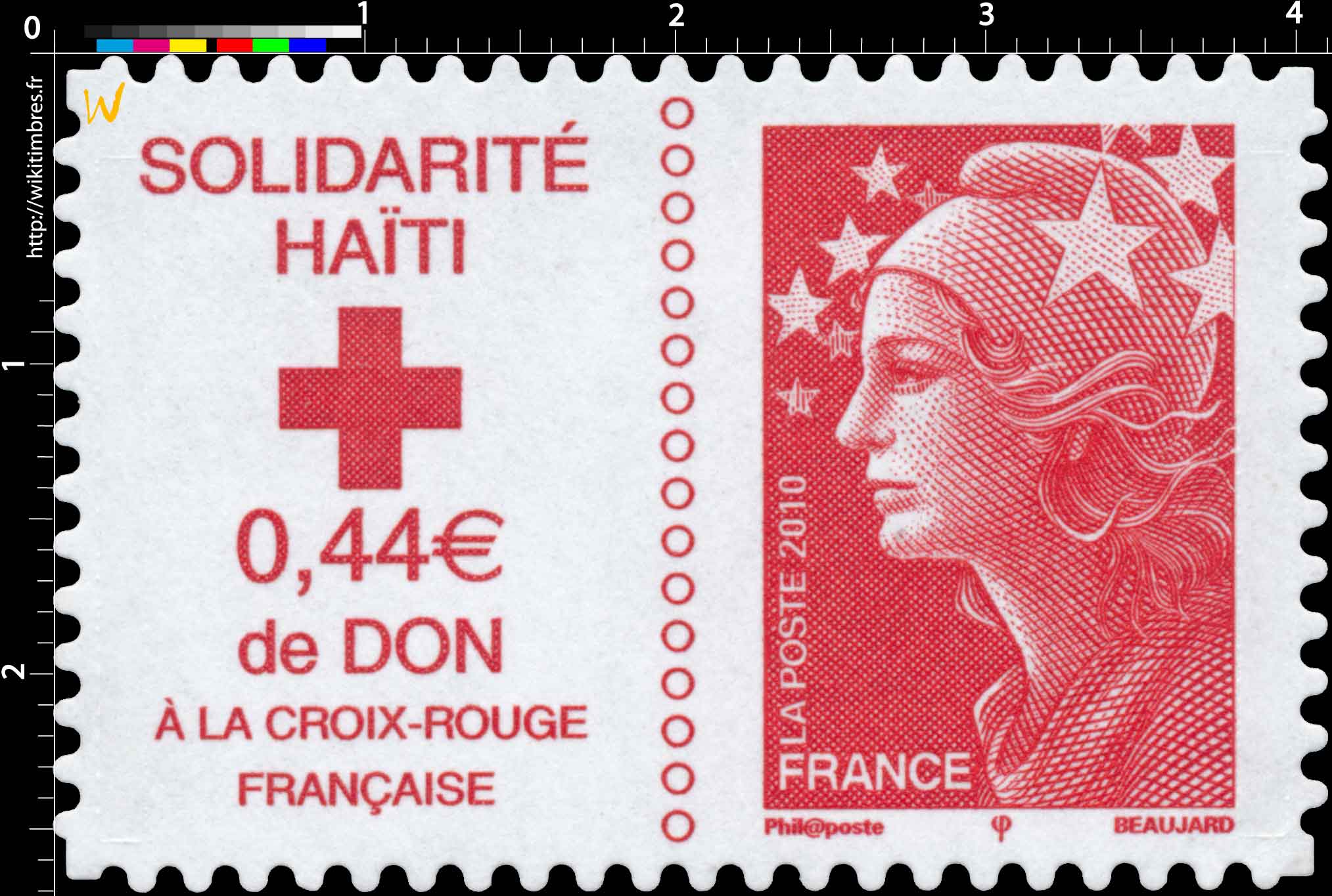 2010 SOLIDARITÉ HAÏTI 0,44€ de DON A LA CROIX-ROUGE FRANCAISE