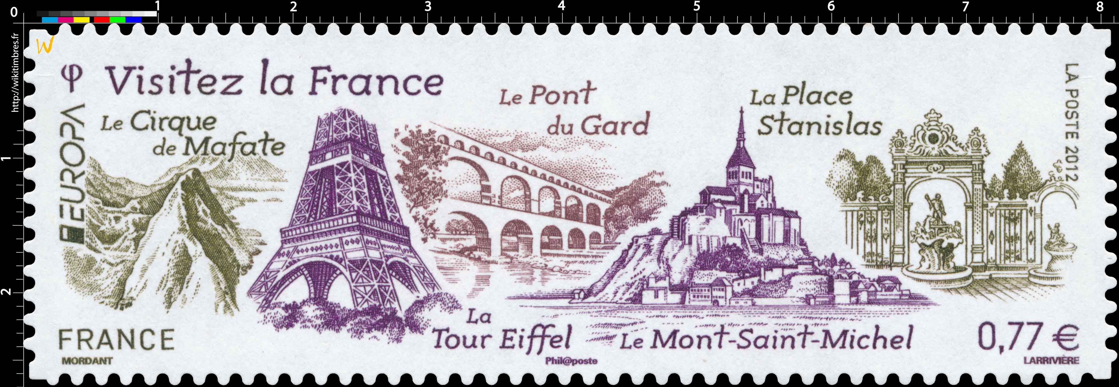 2012 VISITEZ LA France a place Stanislas, le Mont Saint-Michel, la Tour Eiffel, le Pont du Gard et le Cirque de Mafate EUROPA