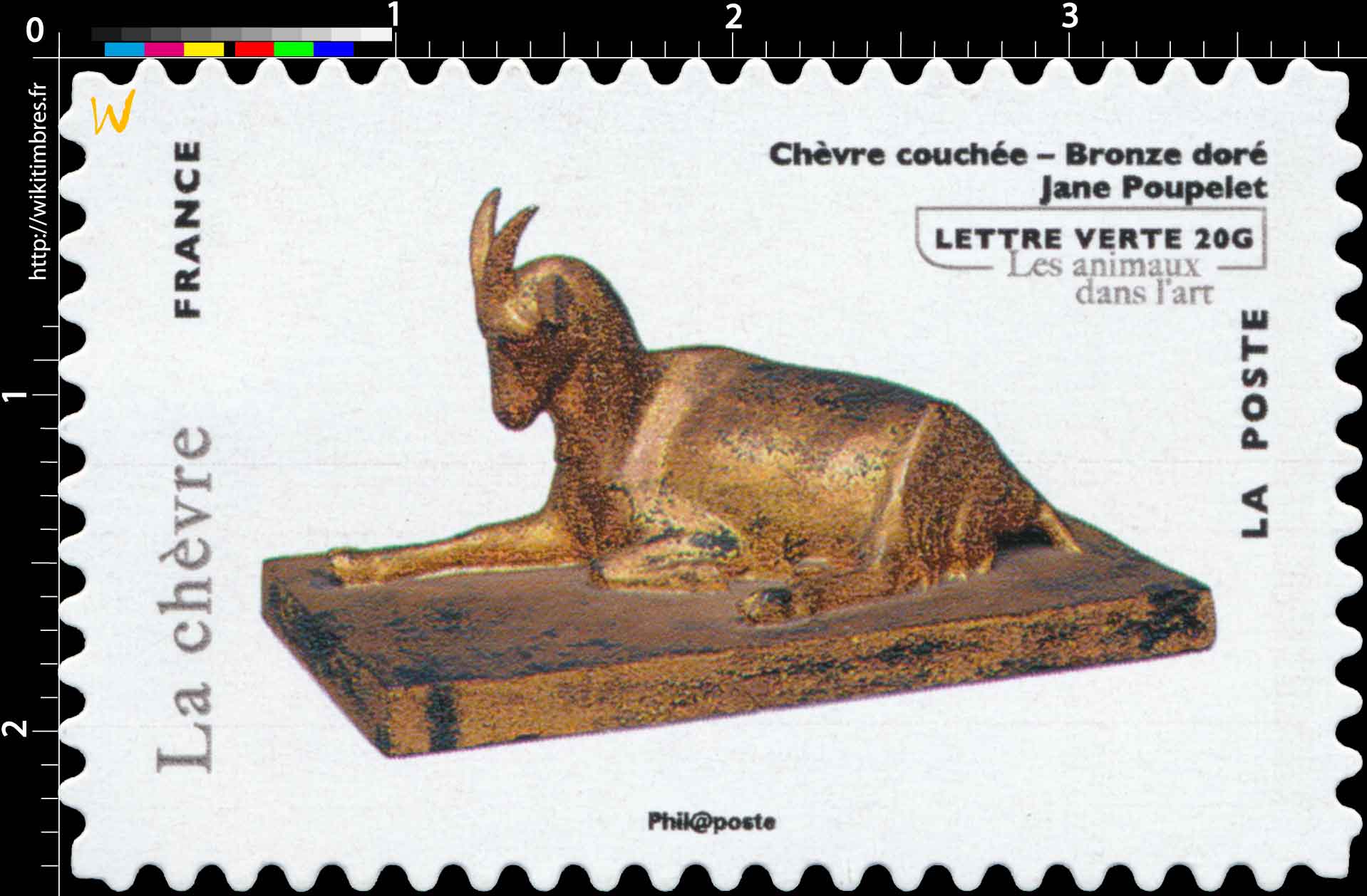 Chèvre couchée - Bronze doré - Jane Poupelet- les animaux dans l'art