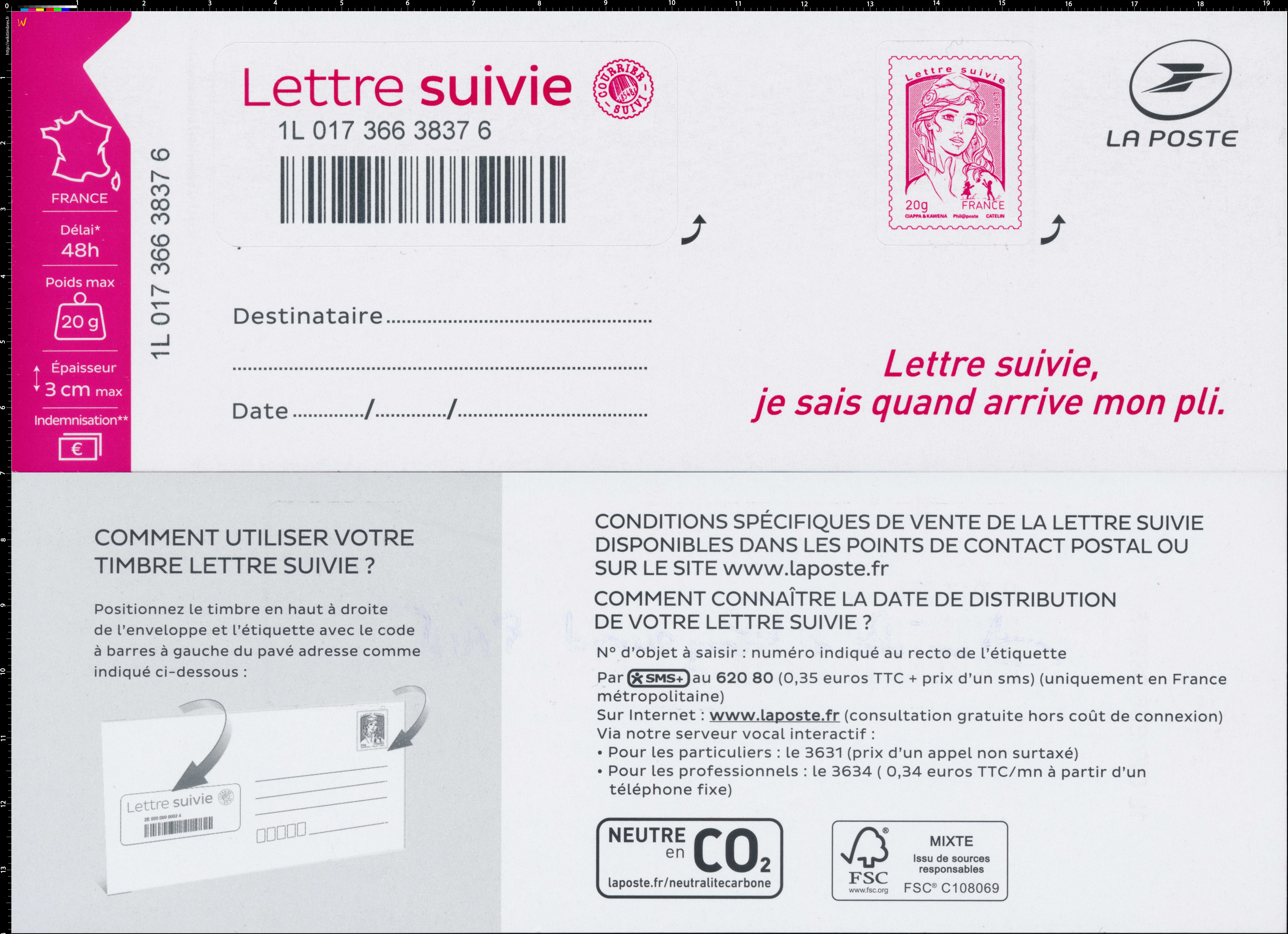 2016 Lettre suivie, je sais quand arrive mon pli
