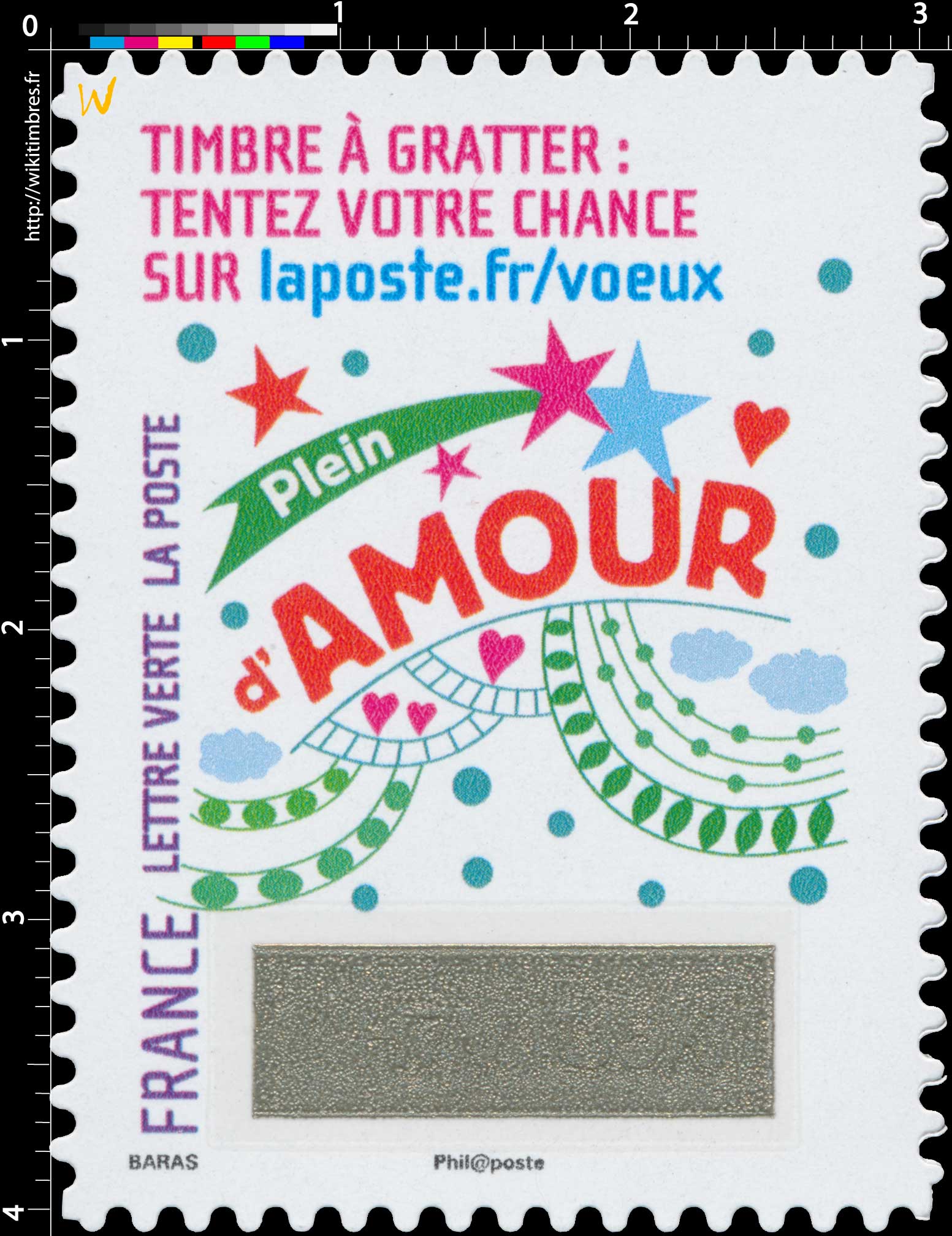 2016 Le Timbre à gratter : tentez votre chance sur laposte.fr/voeux . Plein d'AMOUR