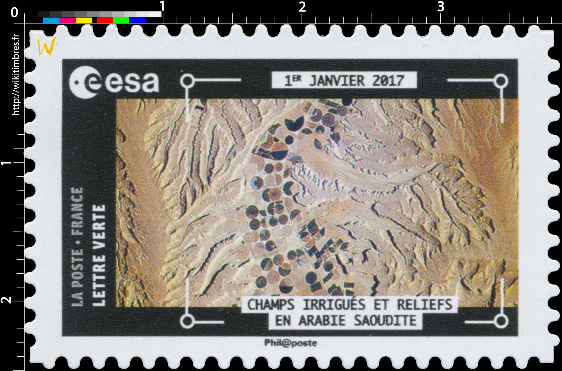 2018  ESA - 1er Janvier 2017 - Champs irrigués et reliefs en Arabie Saoudite