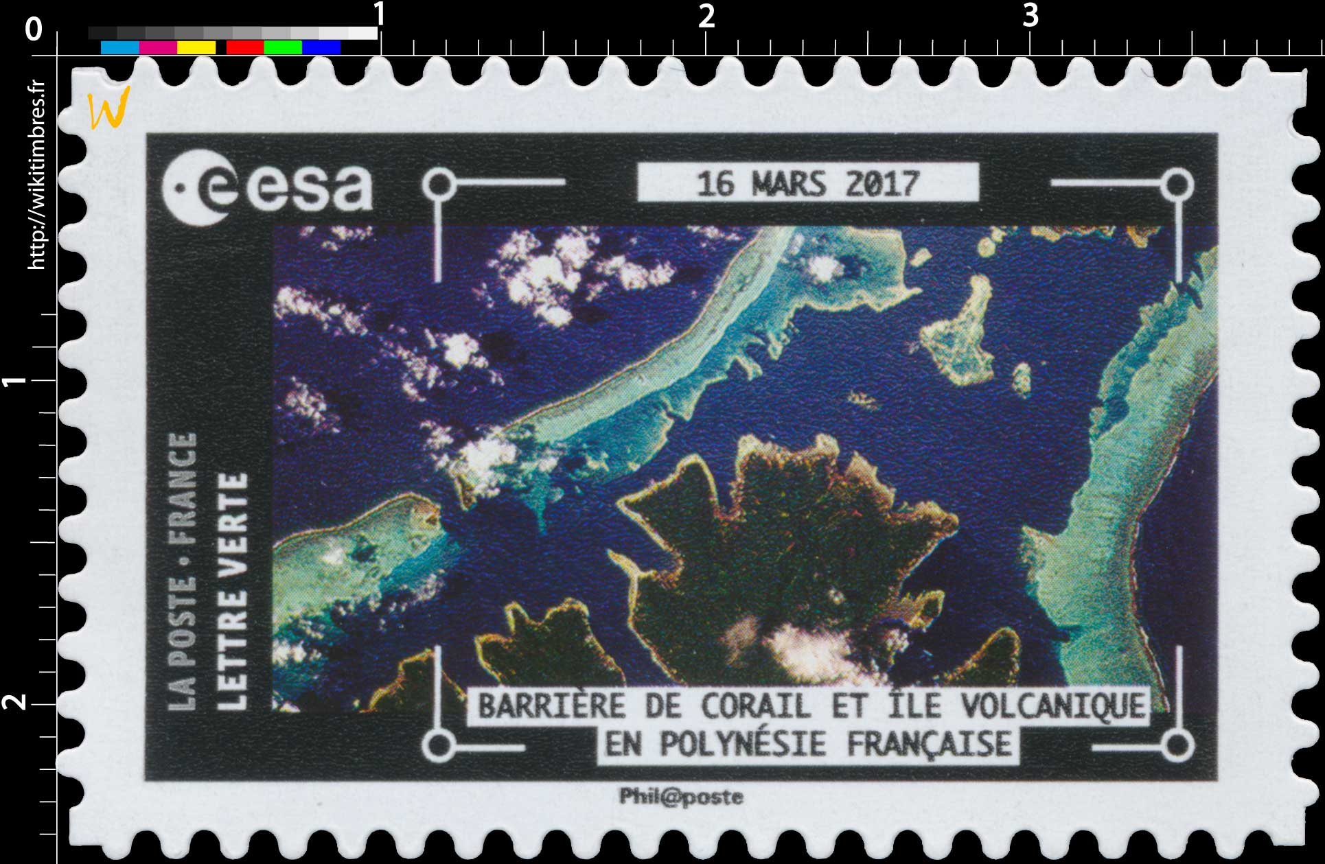 2018  ESA - 16 Mars 2017 - Barrière de corail et île volcanique en Polynésie française