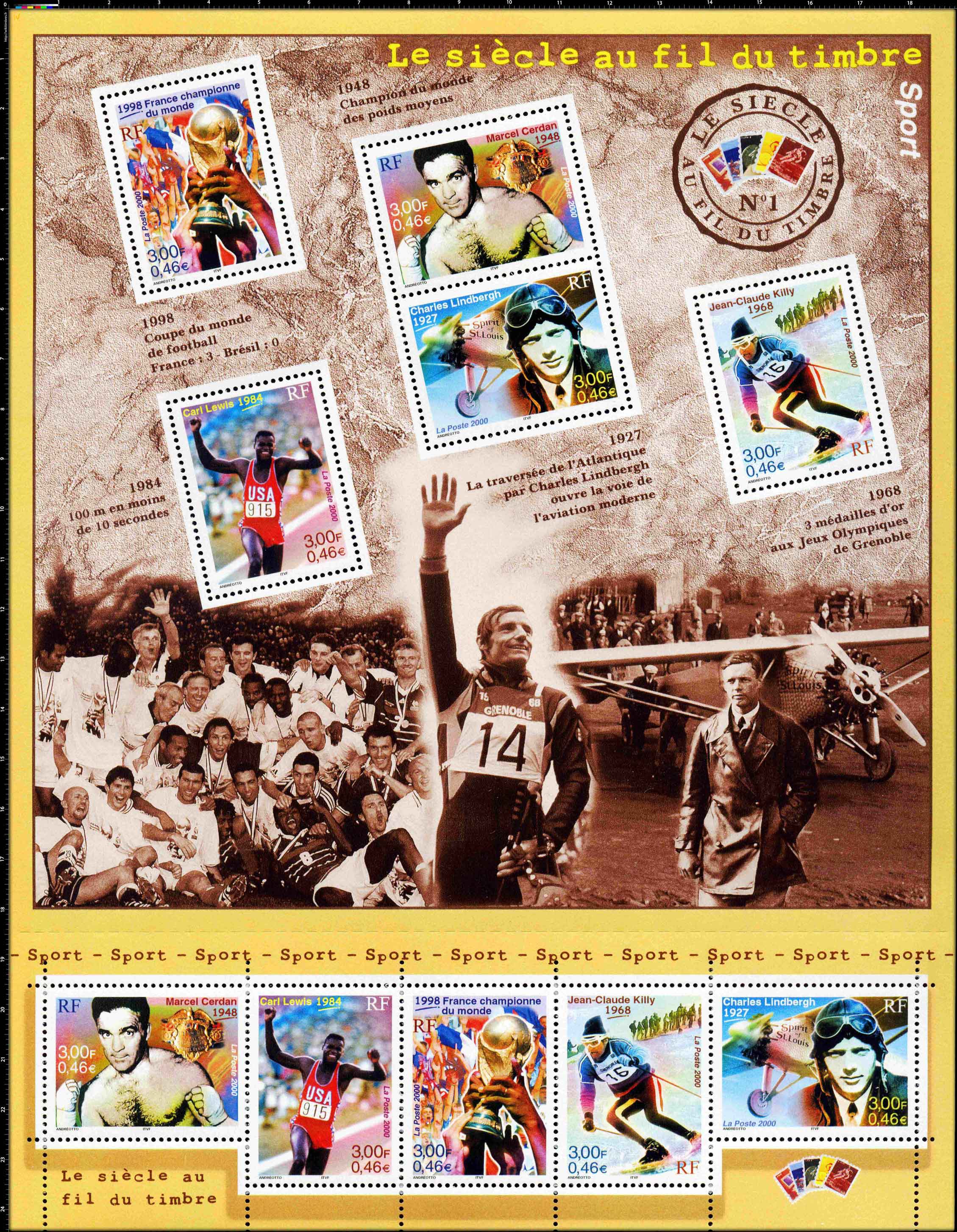 2000 Le siècle au fil du timbre Sport (N°1)