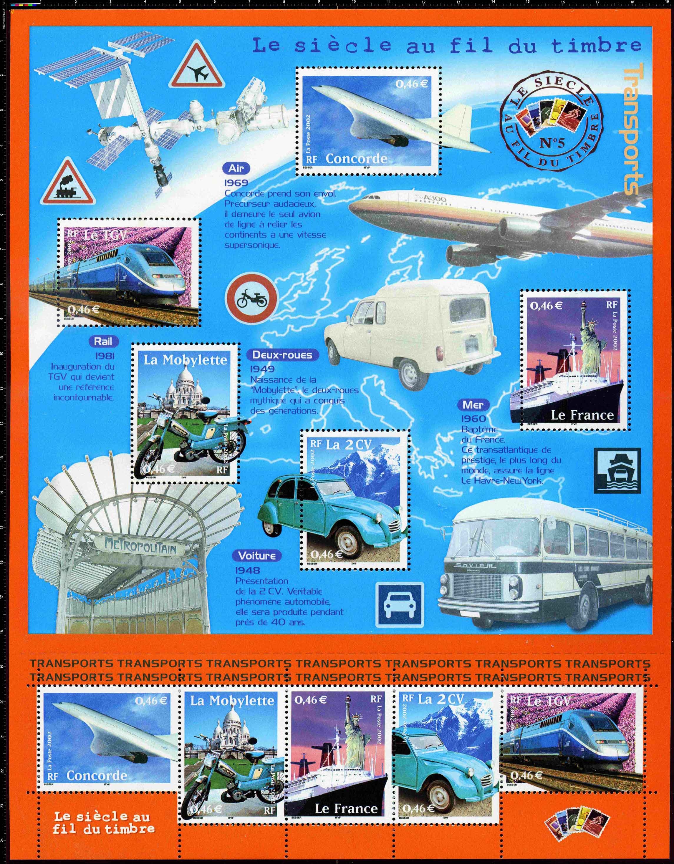 Le siècle au fil du timbre Transports.