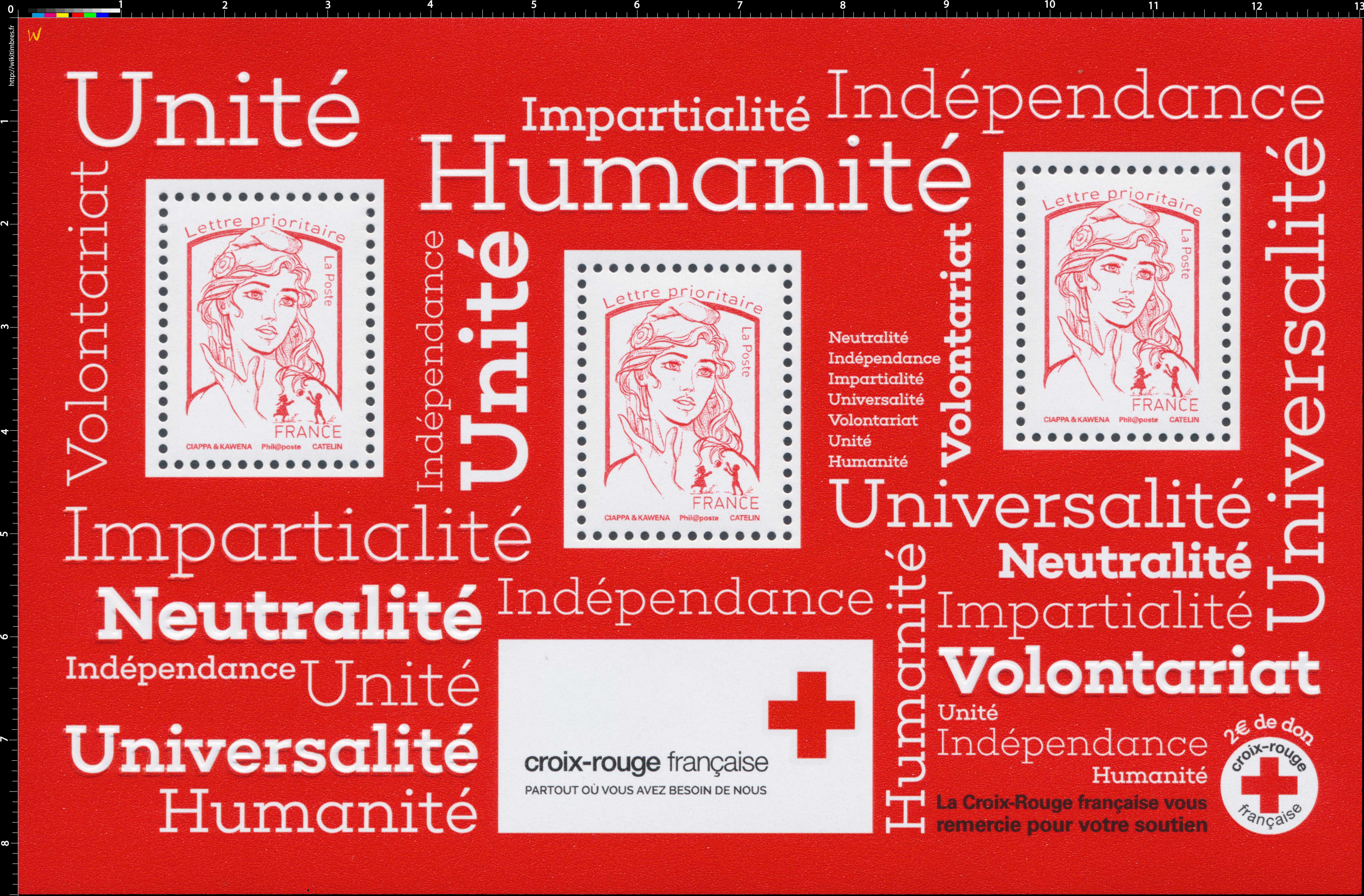2017  Croix-Rouge française : Neutralité - Indépendance - Impartialité - Universalité - Volontariat - Unité - Humanité