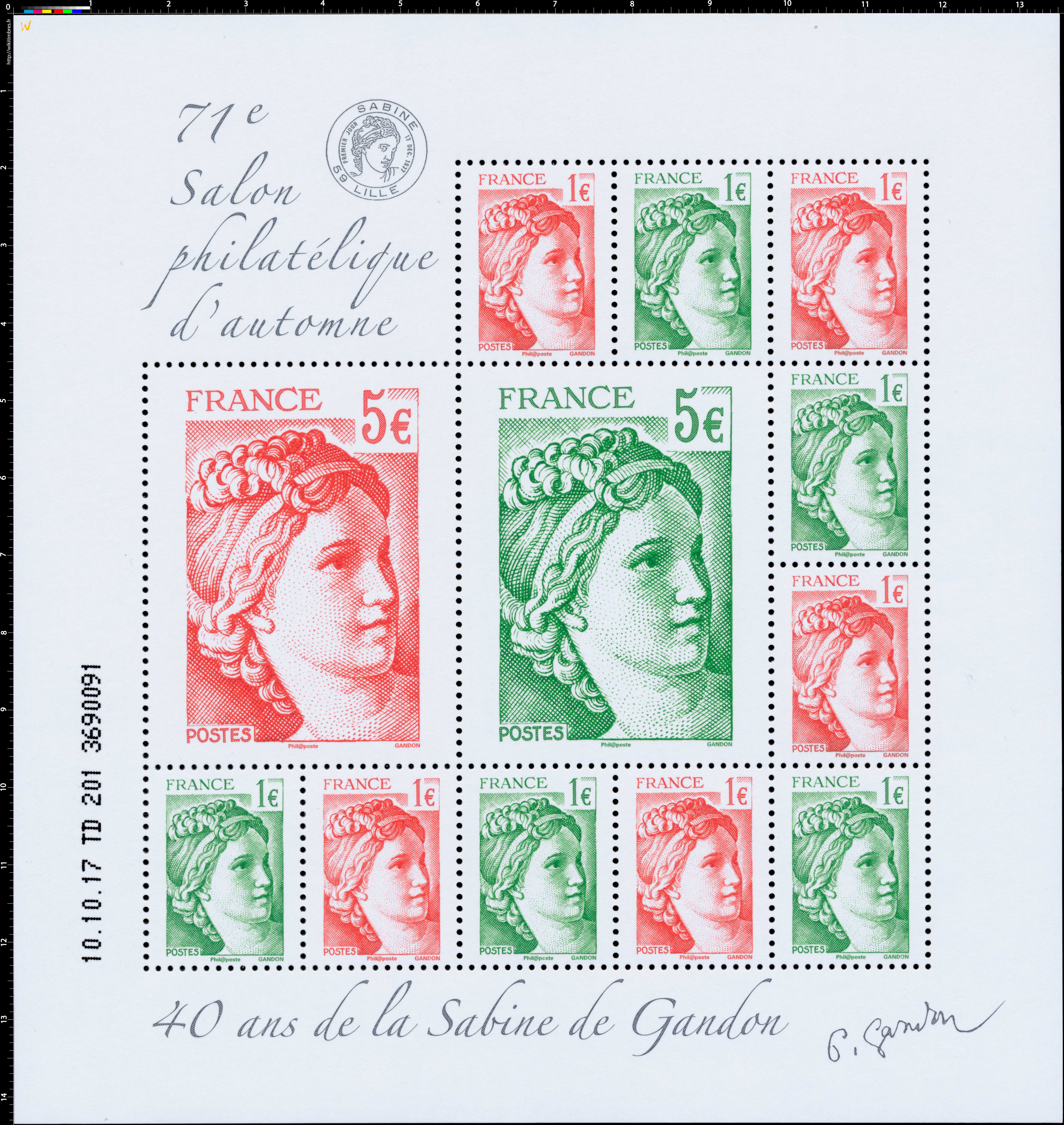 2017 71e Salon philatélique d'automne - 40 ans de la sabine de Gandon