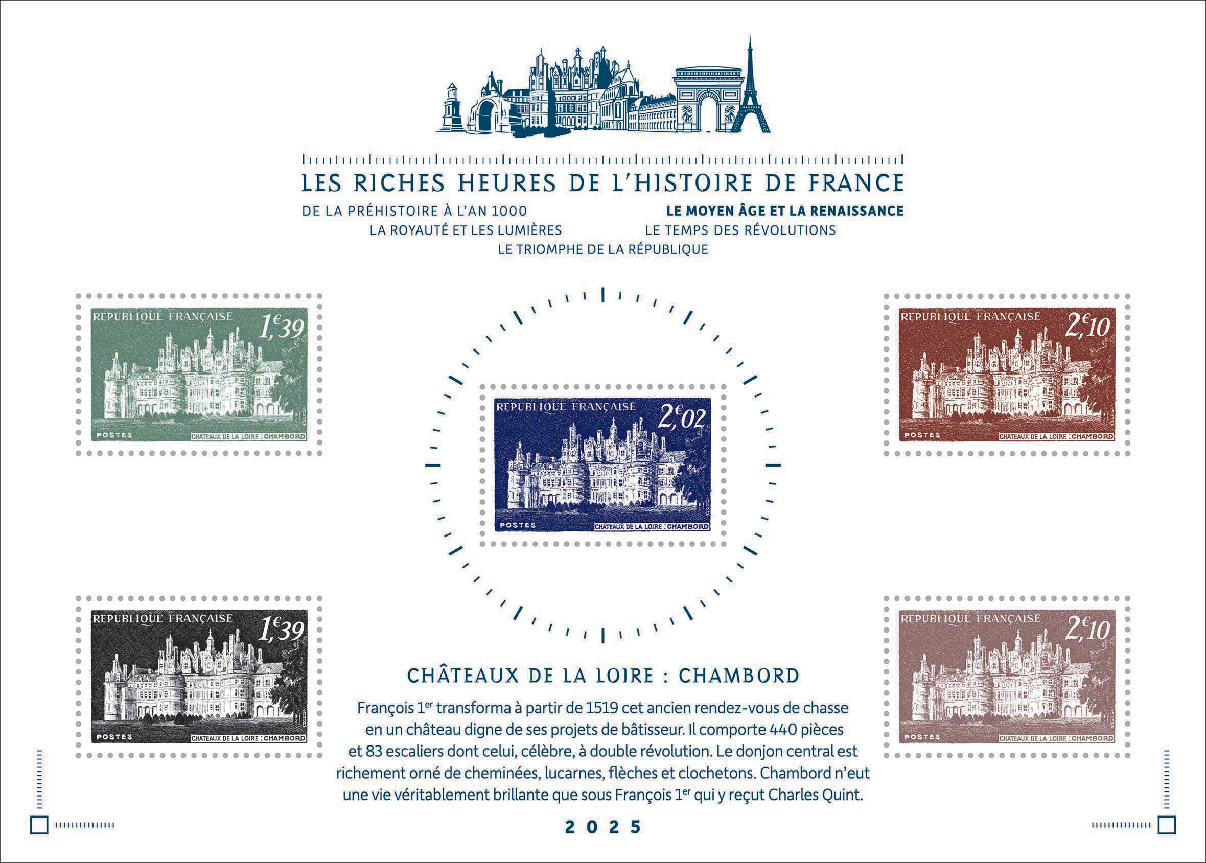 2025 LES RICHES HEURES DE L’HISTOIRE DE FRANCE DU MOYEN ÂGE À LA RENAISSANCE -  CHÂTEAU DE LA LOIRE : CHAMBORD