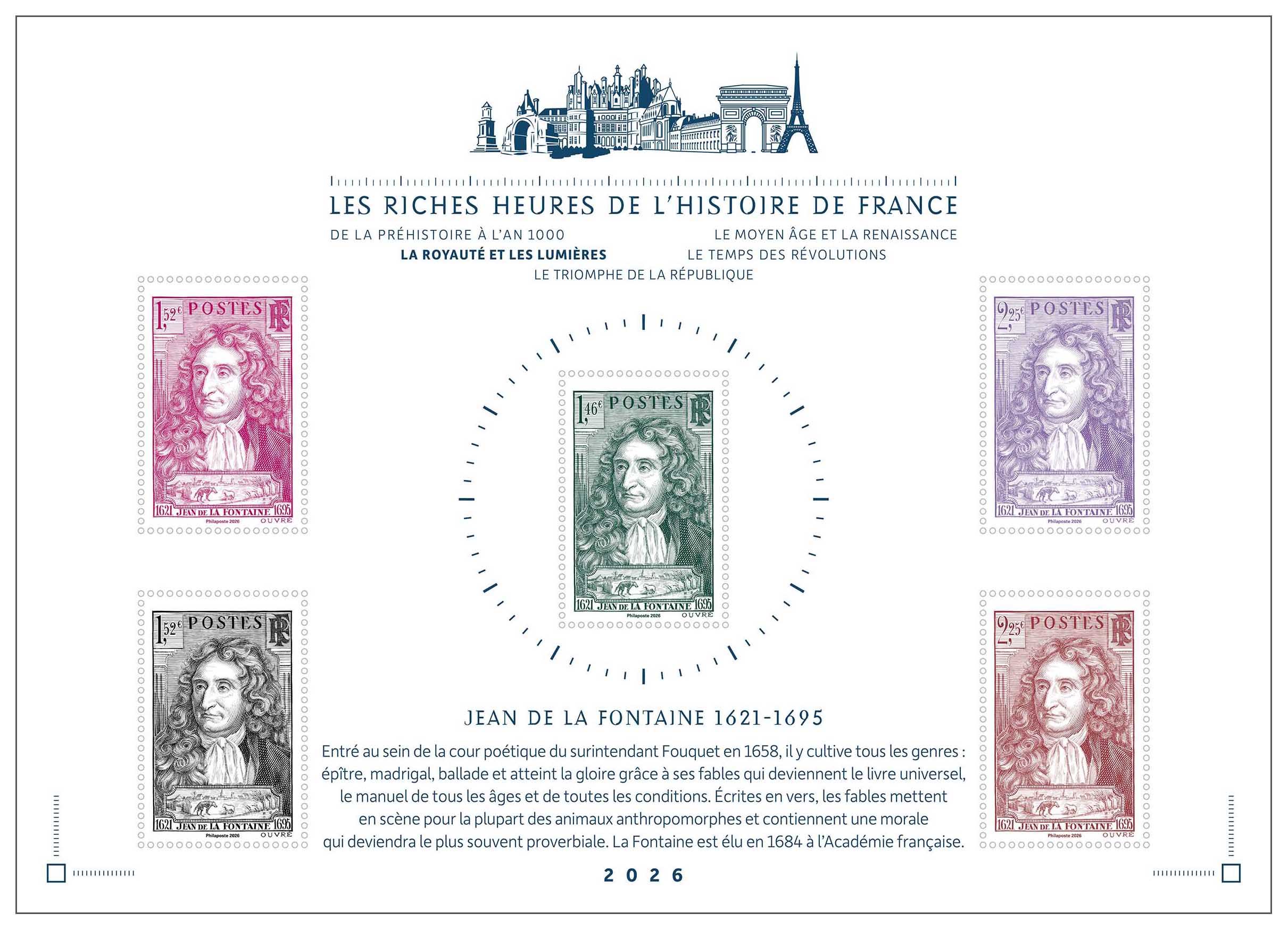 2026 LES RICHES HEURES DE L’HISTOIRE DE FRANCE LA ROYAUTÉ ET LES LUMIÈRES - Jean de la Fontaine 1621-1695