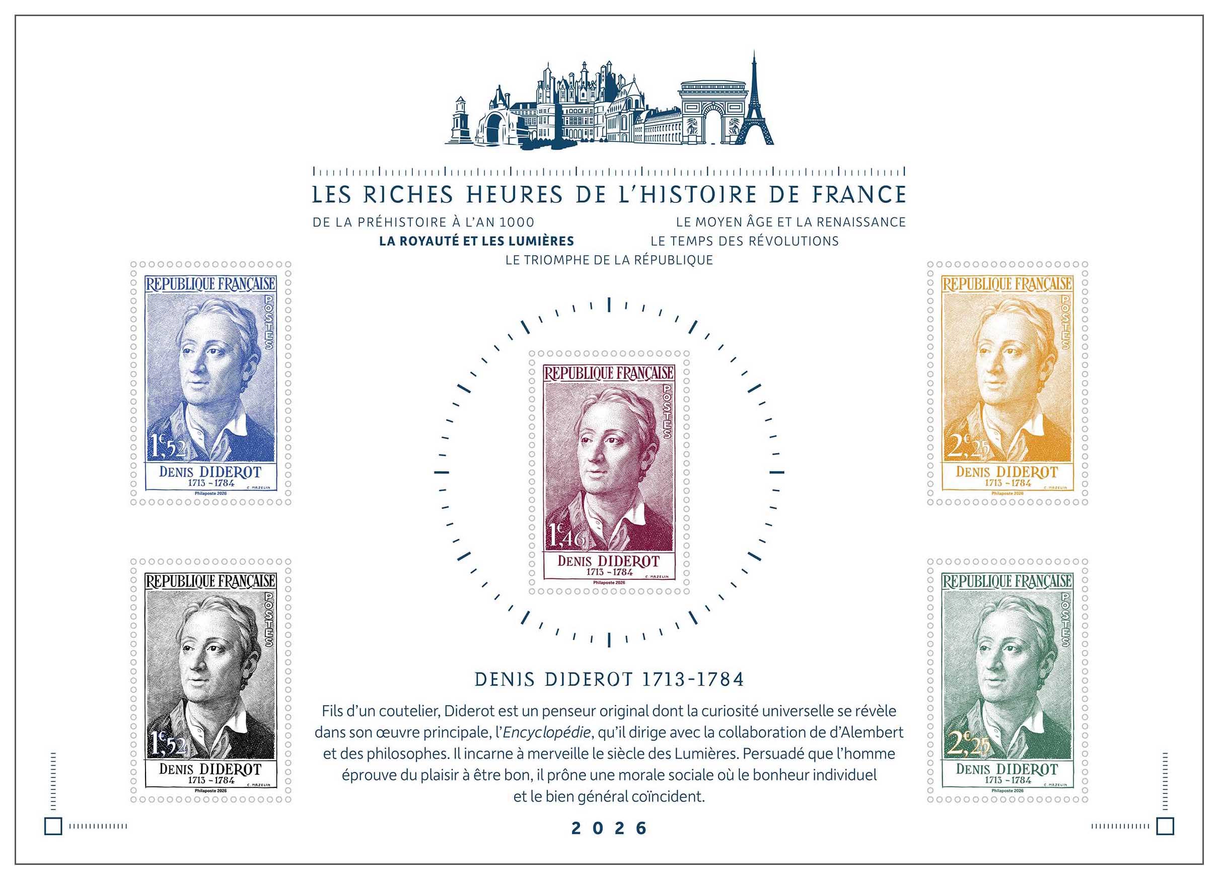 2026 LES RICHES HEURES DE L’HISTOIRE DE FRANCE LA ROYAUTÉ ET LES LUMIÈRES - Denis Diderot 1713-1784