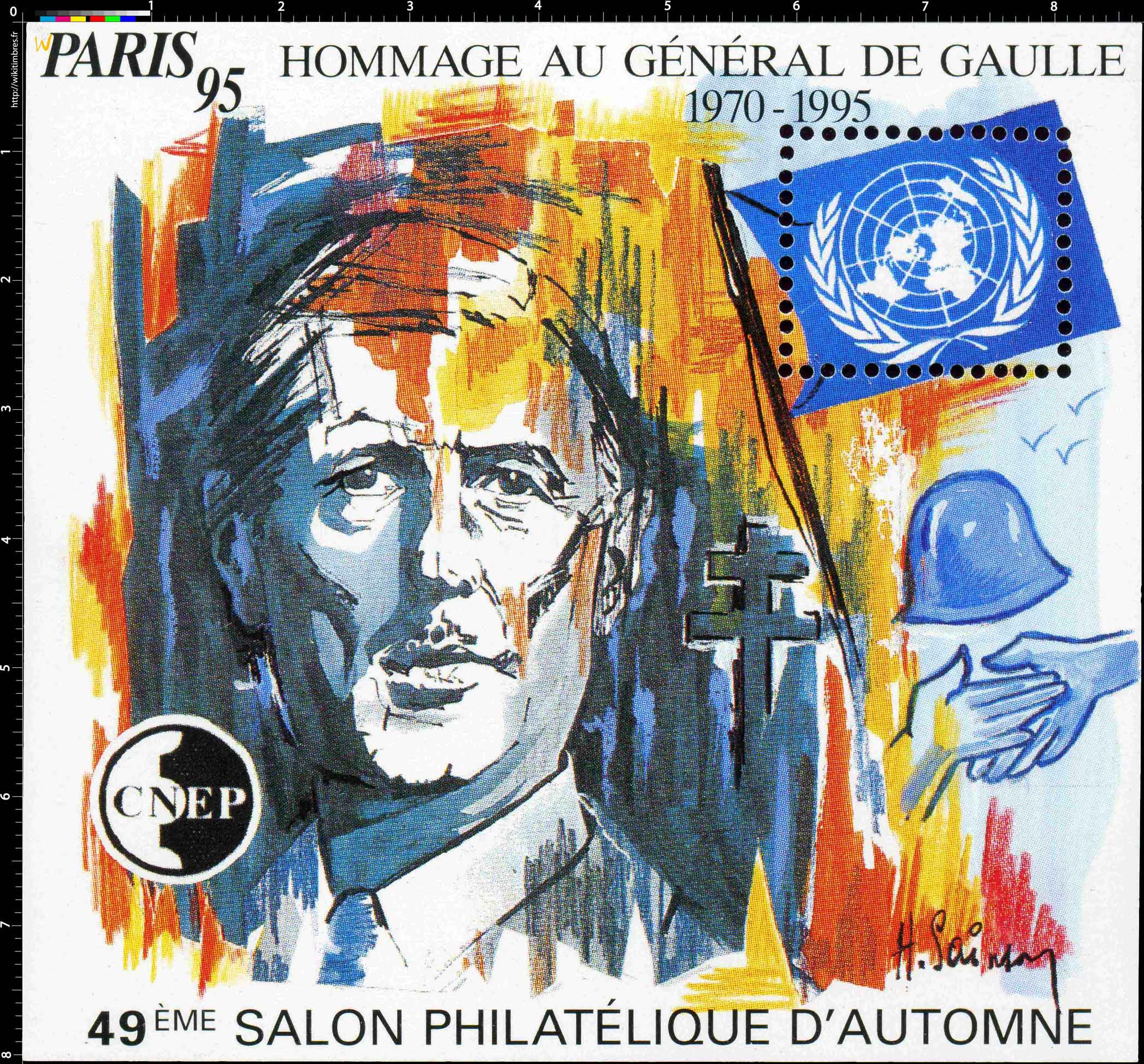 95 Hommage au général de Gaulle 1970 - 1995 49e Salon philatélique d'automne Paris CNEP