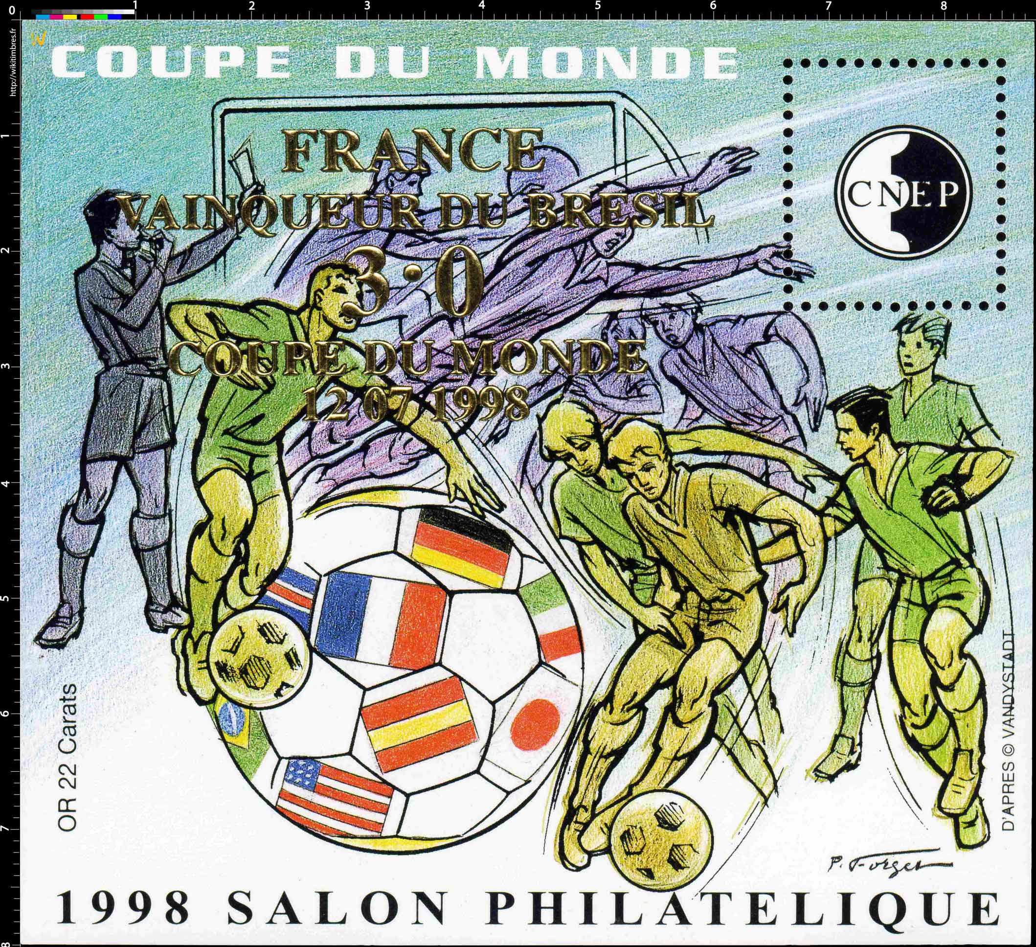 1998 Coupe du monde France vainqueur du Brésil 3-0 Salon philatélique de Lyon CNEP