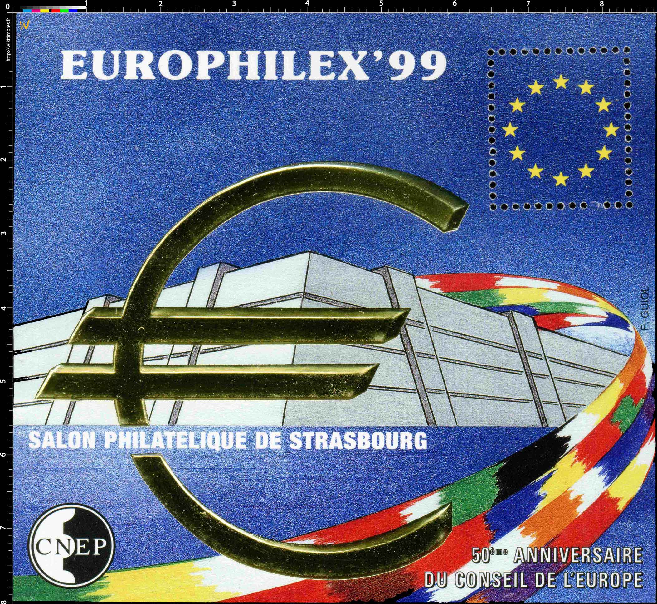 99 Europhilex Salon philatélique de Strasbourg 50e anniversaire du conseil de l'Europe CNEP