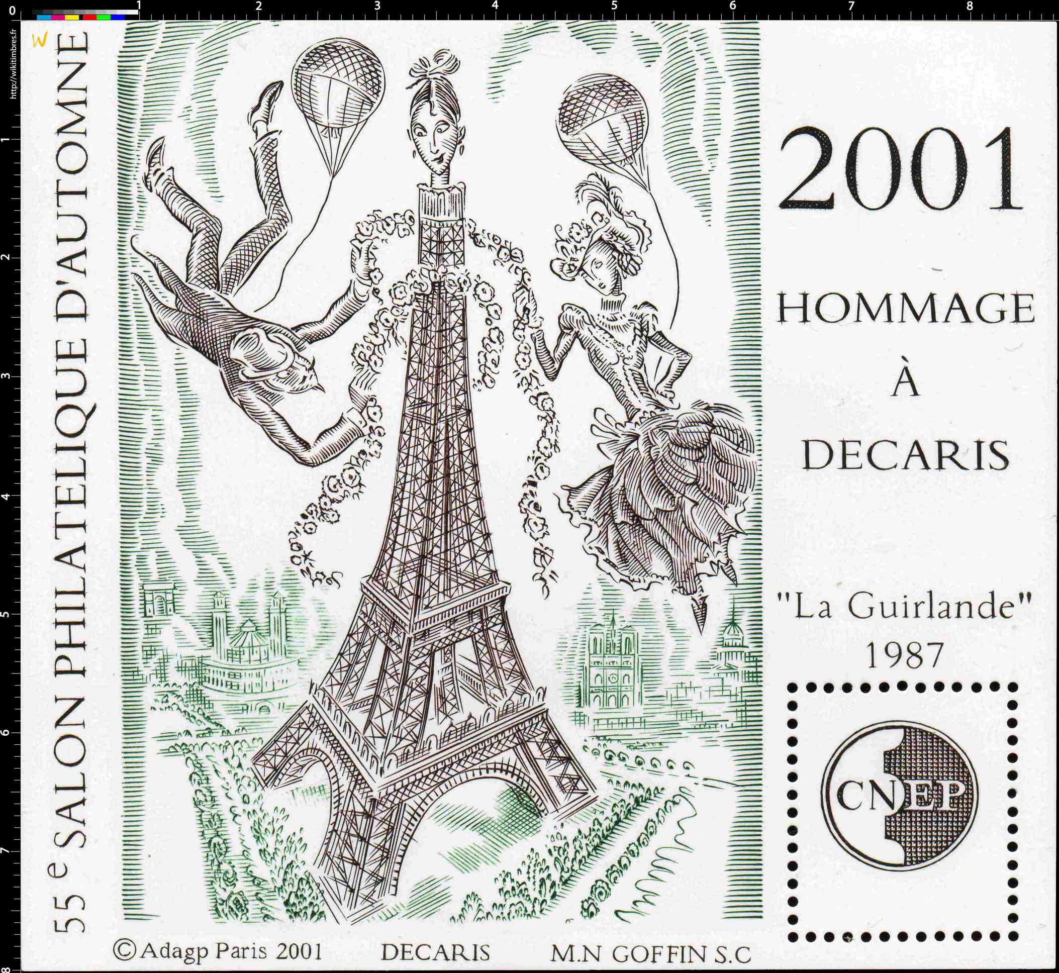2001 55e Salon philatélique d'automne CNEP Hommage à Decaris La Guirlande 1987
