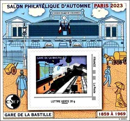 2023 CNEP - Salon Philatélique d’Automne - Paris 2023 - Gare de la Bastille 1859 à 1969