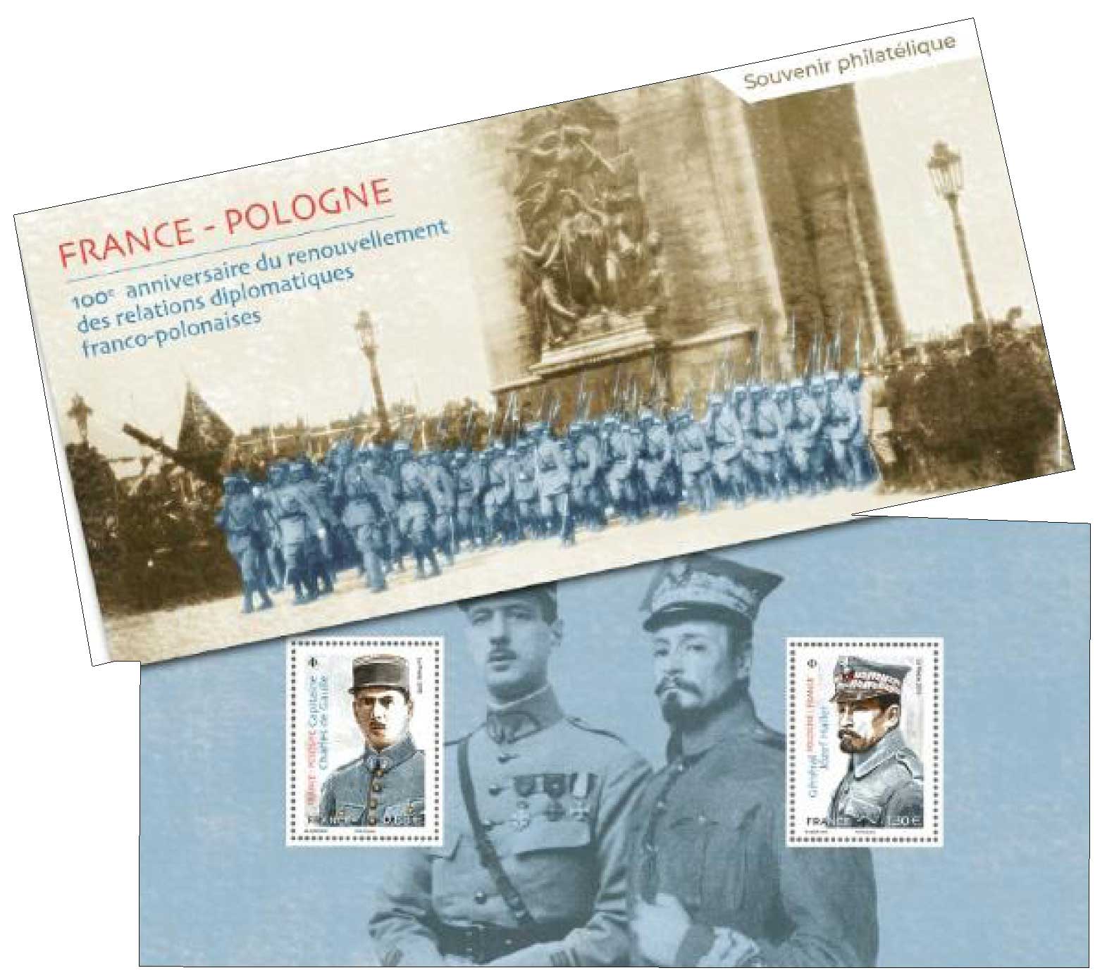 2019 Souvenir philatélique : FRANCE- POLOGNE 100e anniversaire du renouvellement des relations diplomatiques franco-polonaises