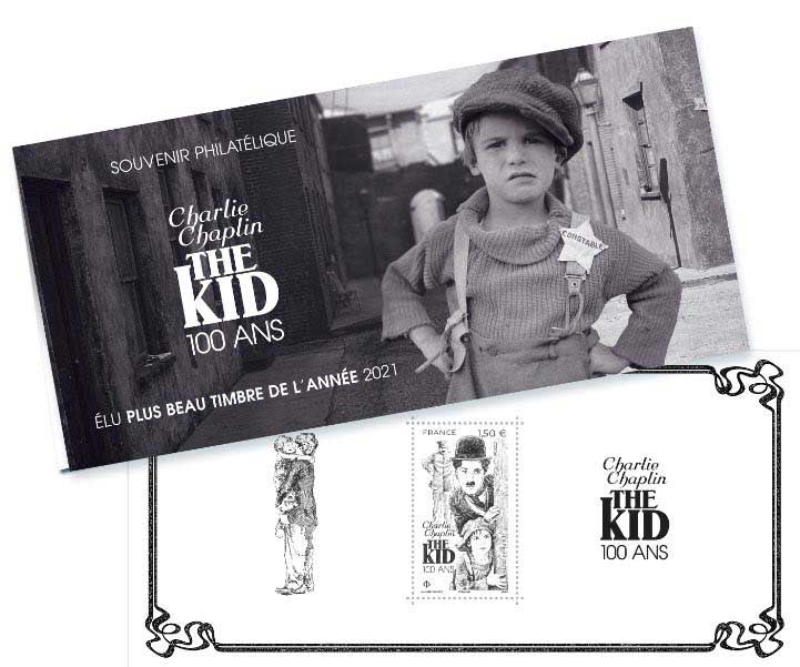 2022 ELU LE PLUS BEAU TIMBRE DE L’ANNÉE 2021 : CHARLIE CHAPLIN - THE KID - 100 ANS