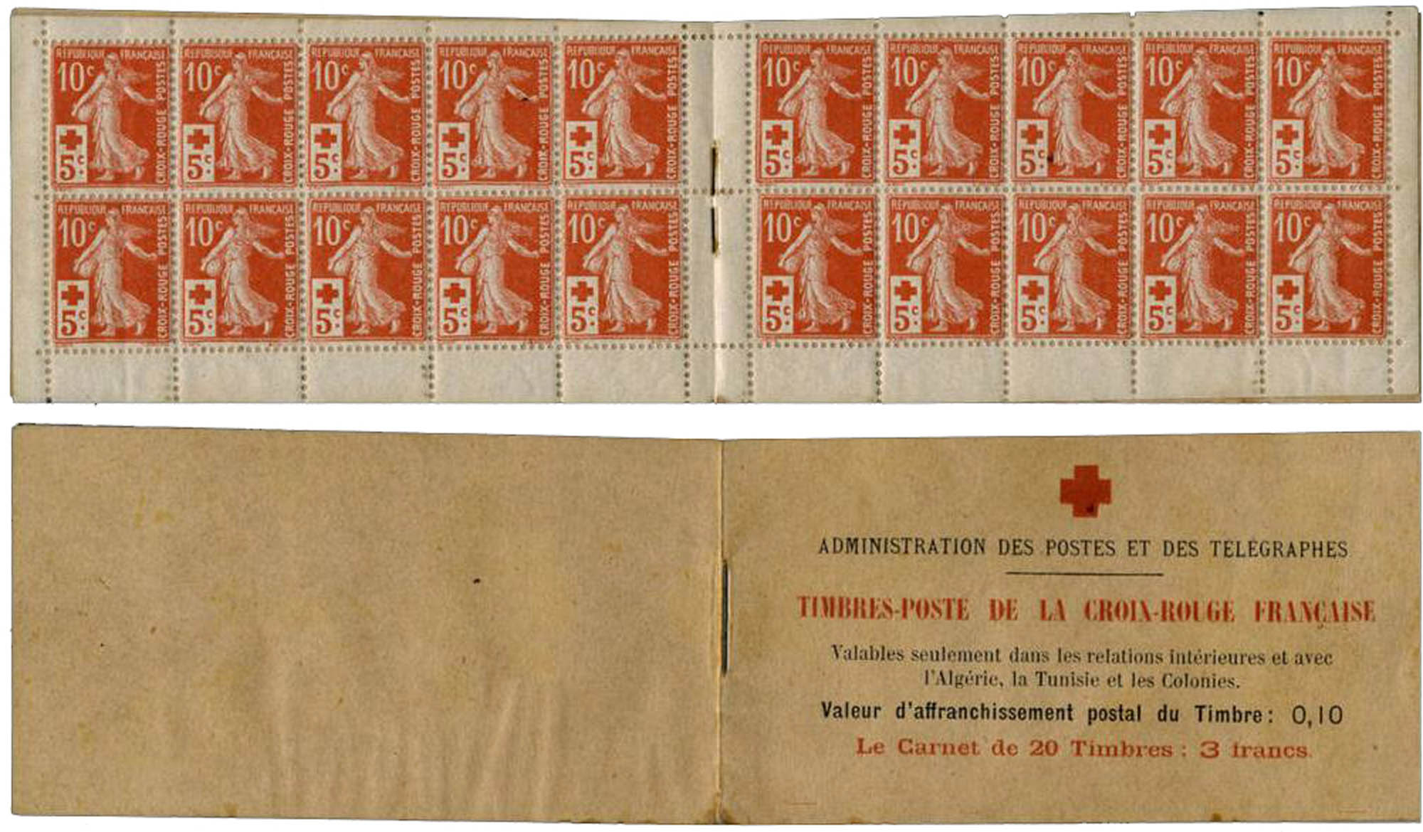 1914 Administration des Postes et des télégraphes Timbres-Poste de la CROIX-ROUGE FRANCAISE