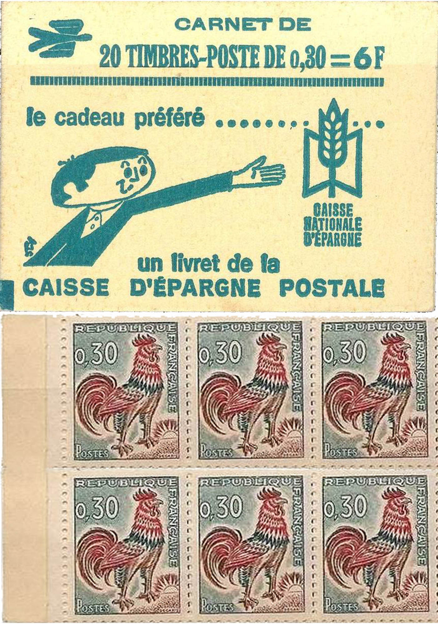 1965 Caisse d'épargne postale - Coq de Decaris