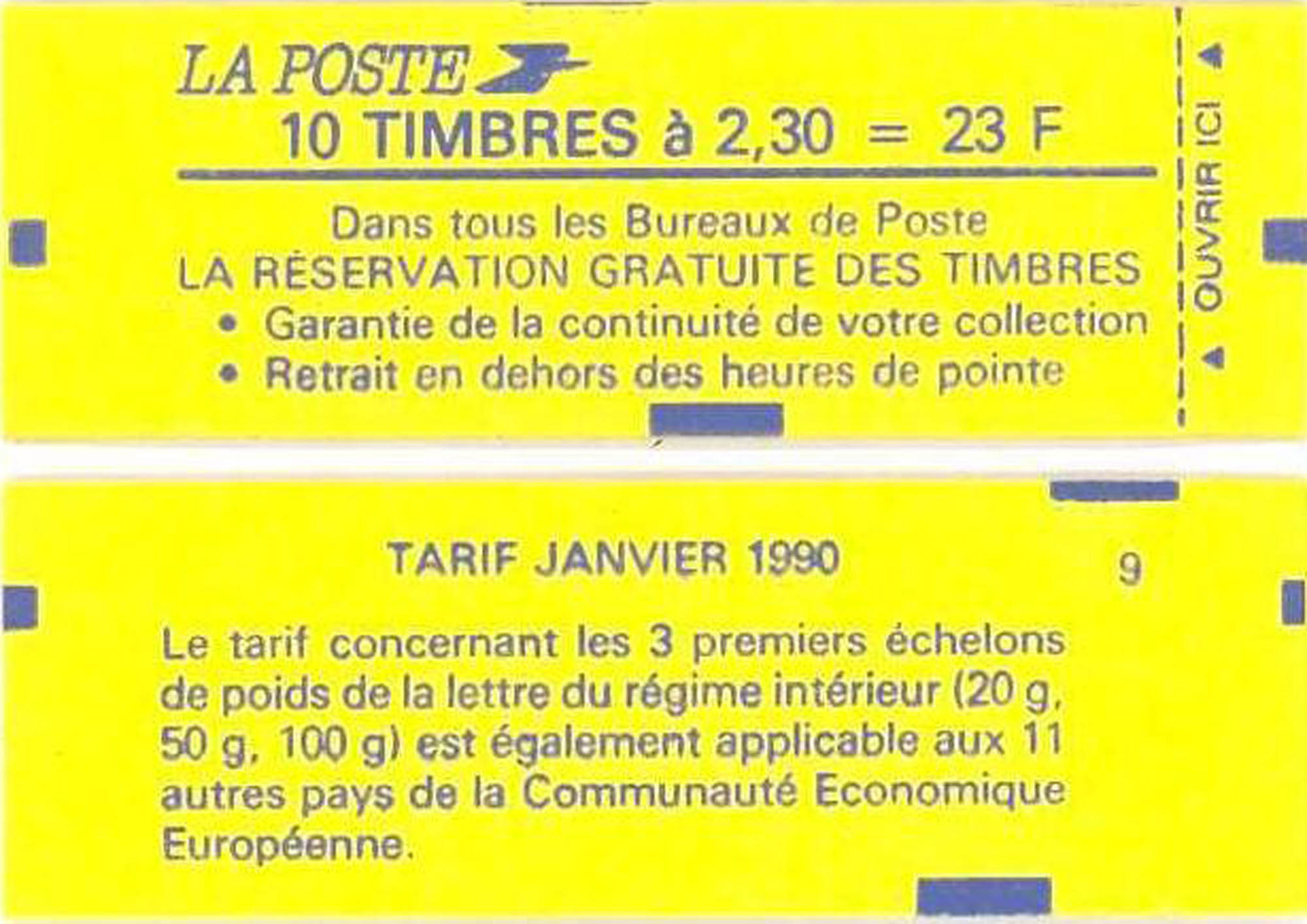 1990 Réservation gratuite de timbres