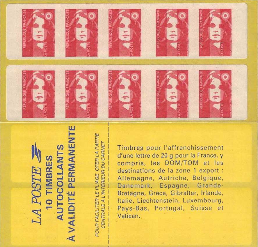 1994 Timbres autocollants à validité permanente