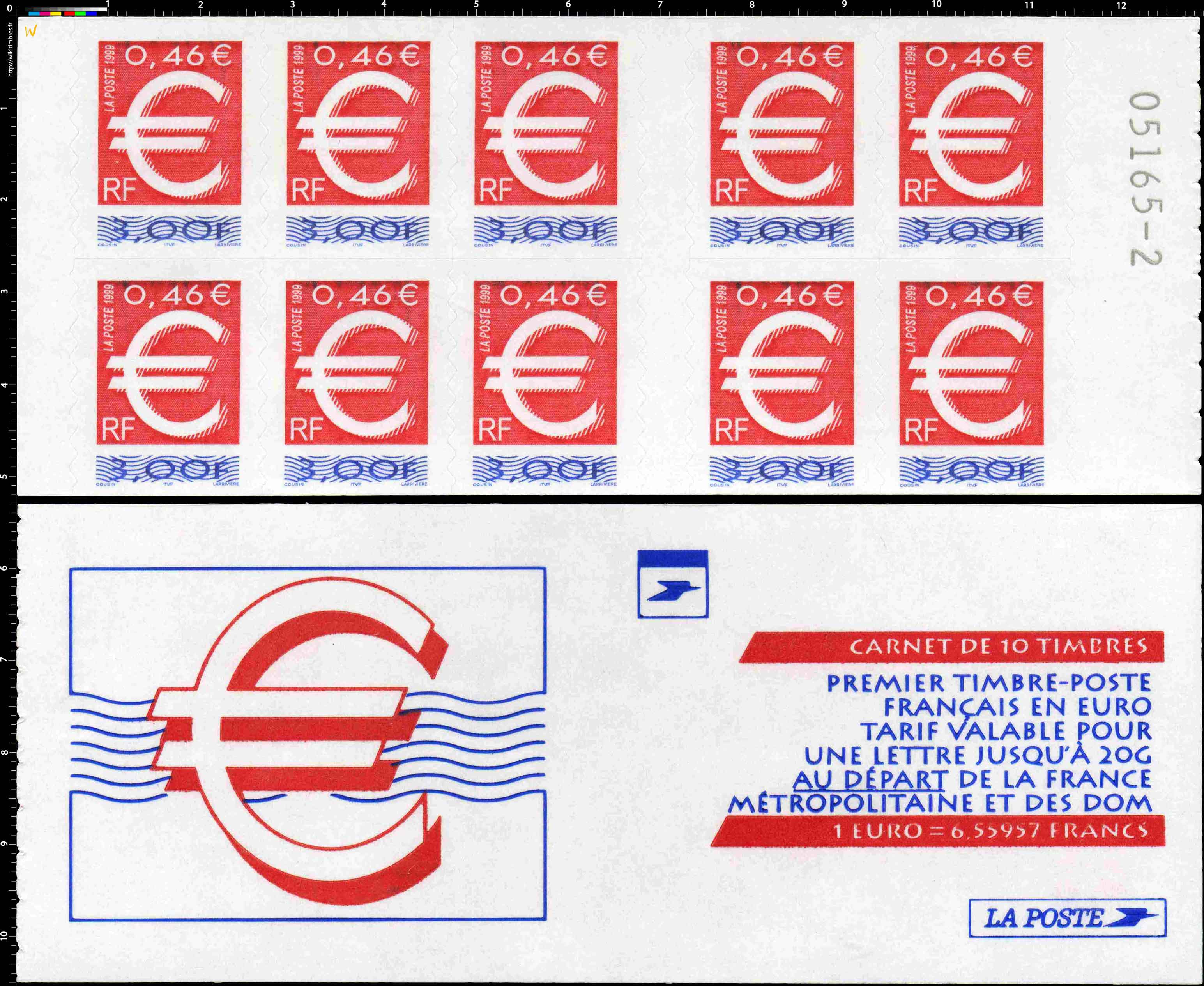 le premier timbre français en euro