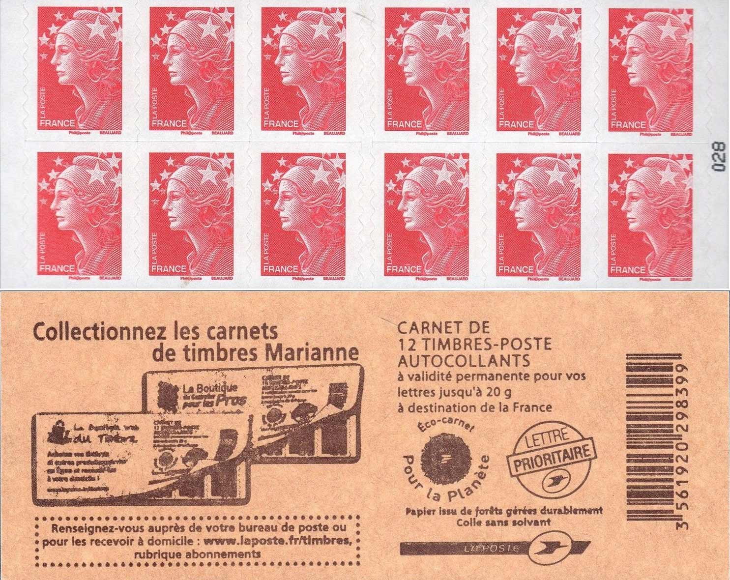 2010 Collectionnez le carnets de timbres Marianne