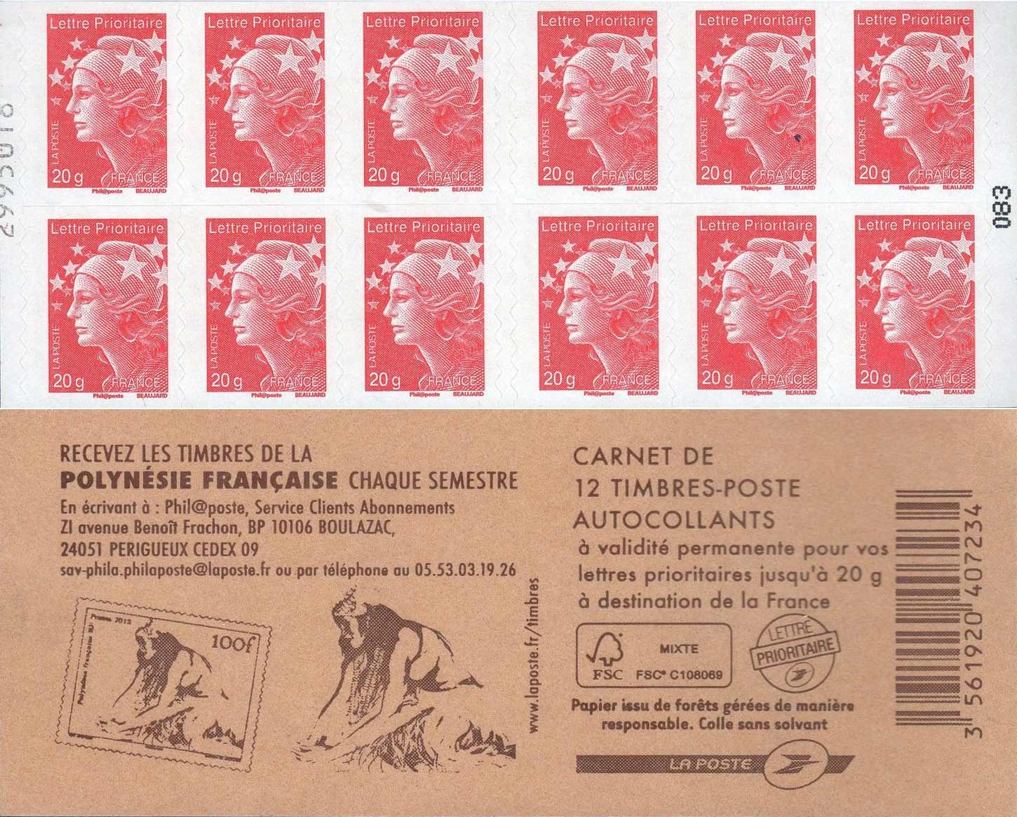 2012 Recevez les timbres de la Polynésie française chaque semestre