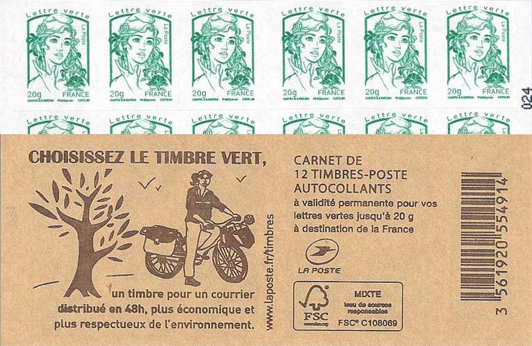  2014 Carnet choisissez le timbre vert