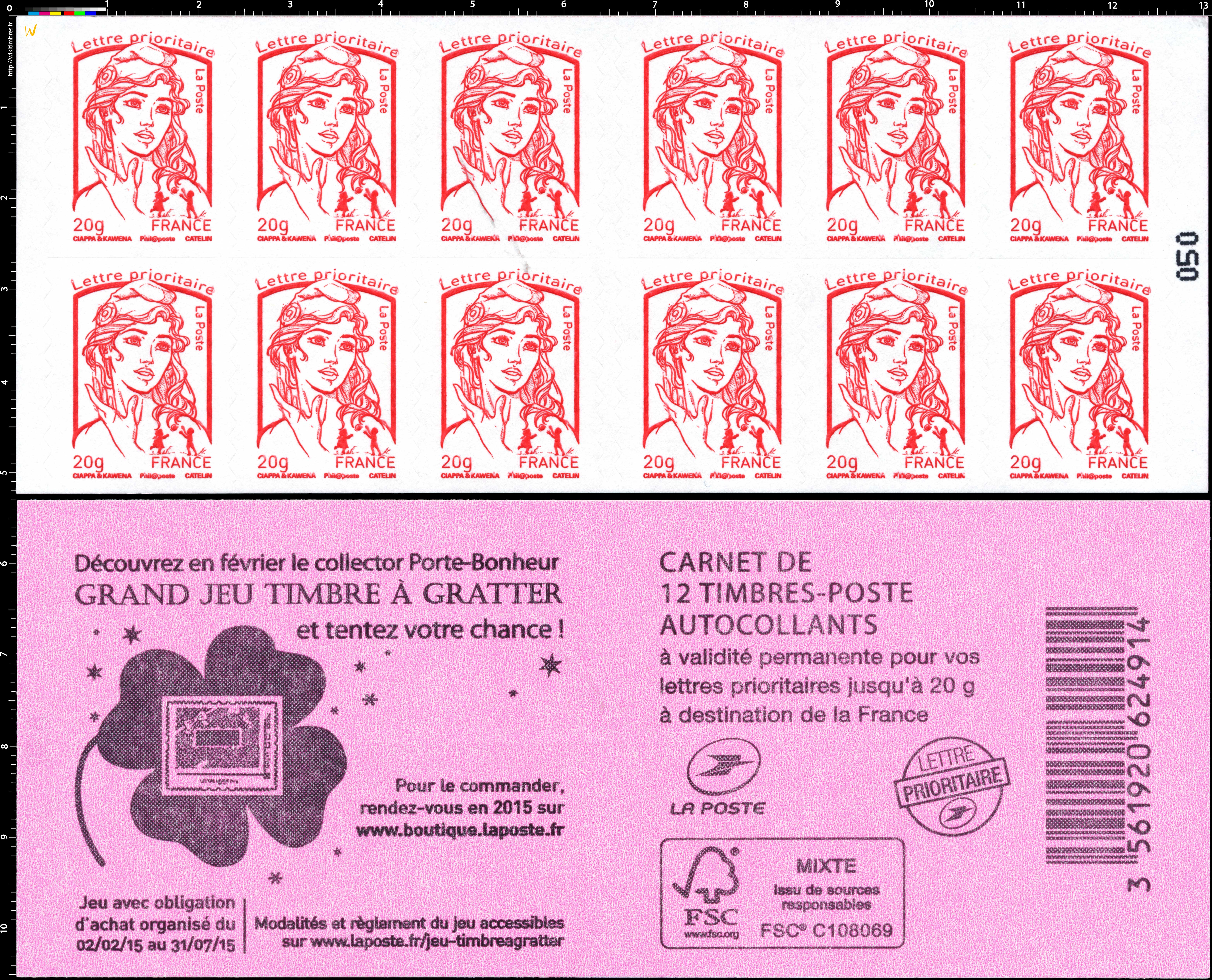 2014 Carnet grand jeu timbre à gratter