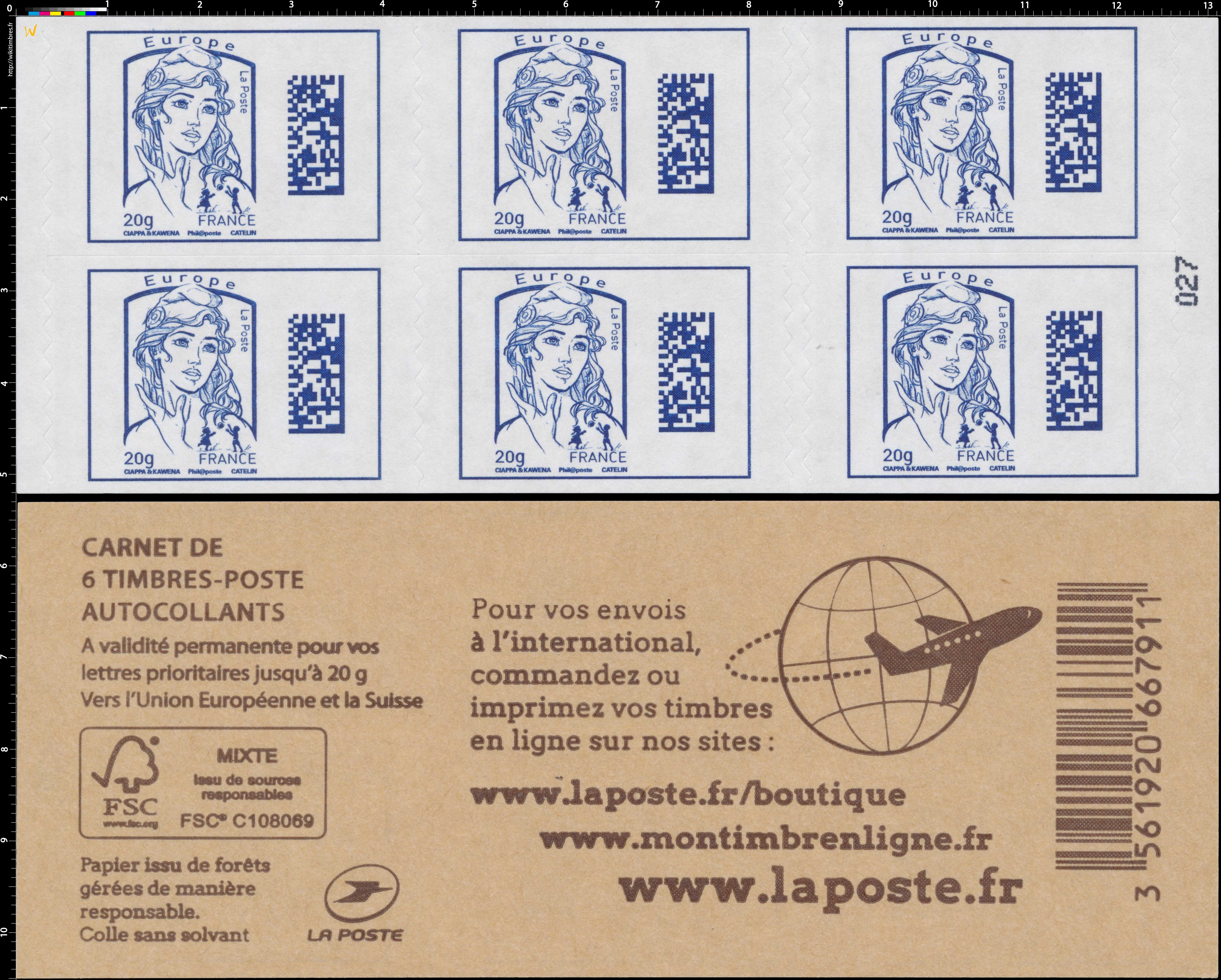 Carnet Marianne Europe - Code Datamatrix 