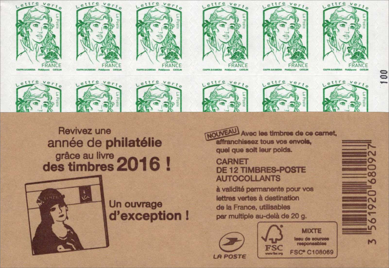 2016 Revivez une année de philatélie grâce au livre des timbres 2016