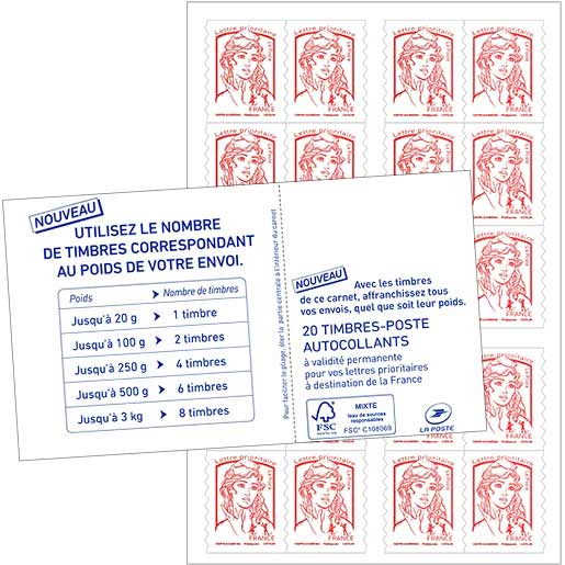 2016 Carnet Couverture : pub nouveaux tarifs Lettre prioritaire France