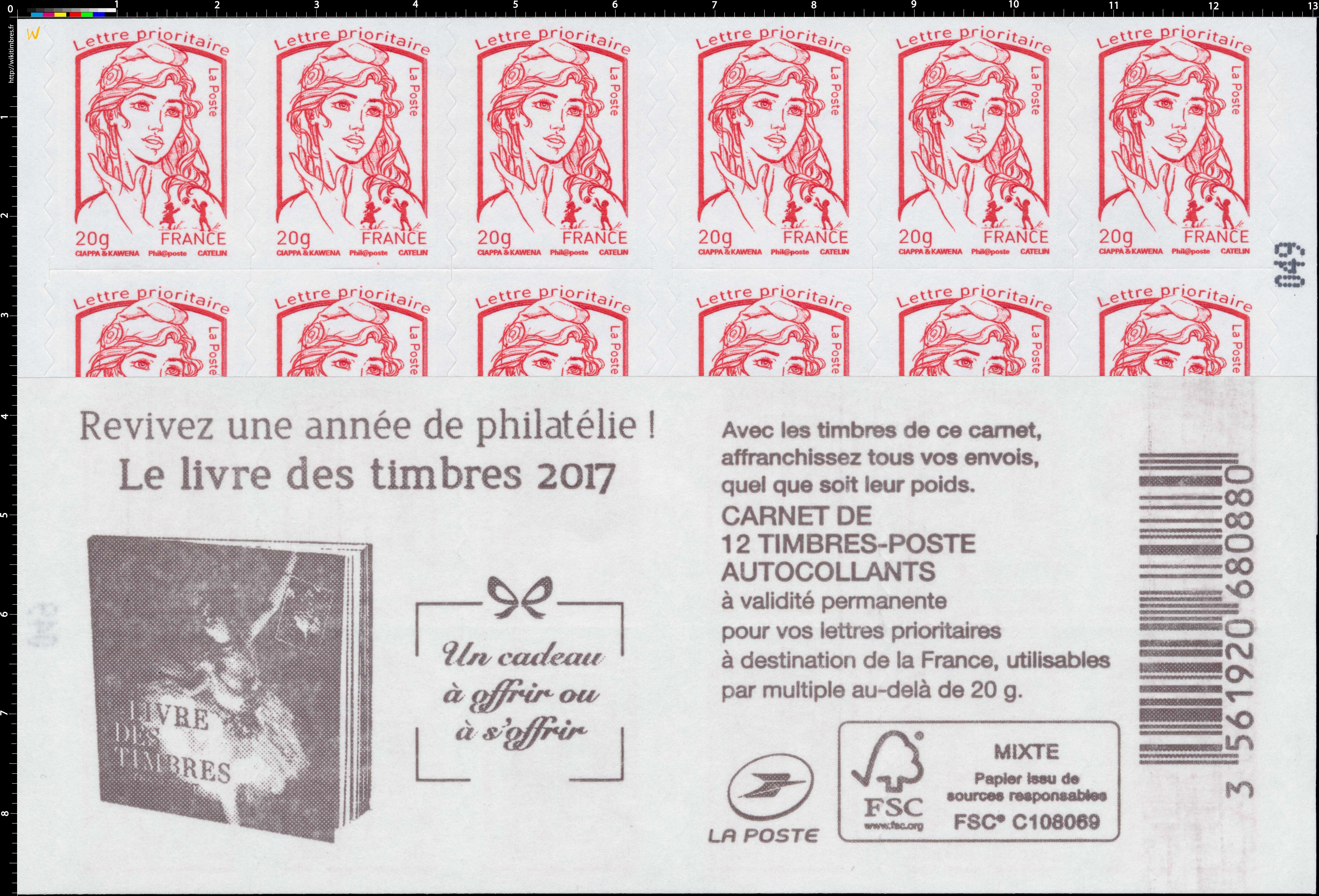 Carnet Le livre des timbres 2017