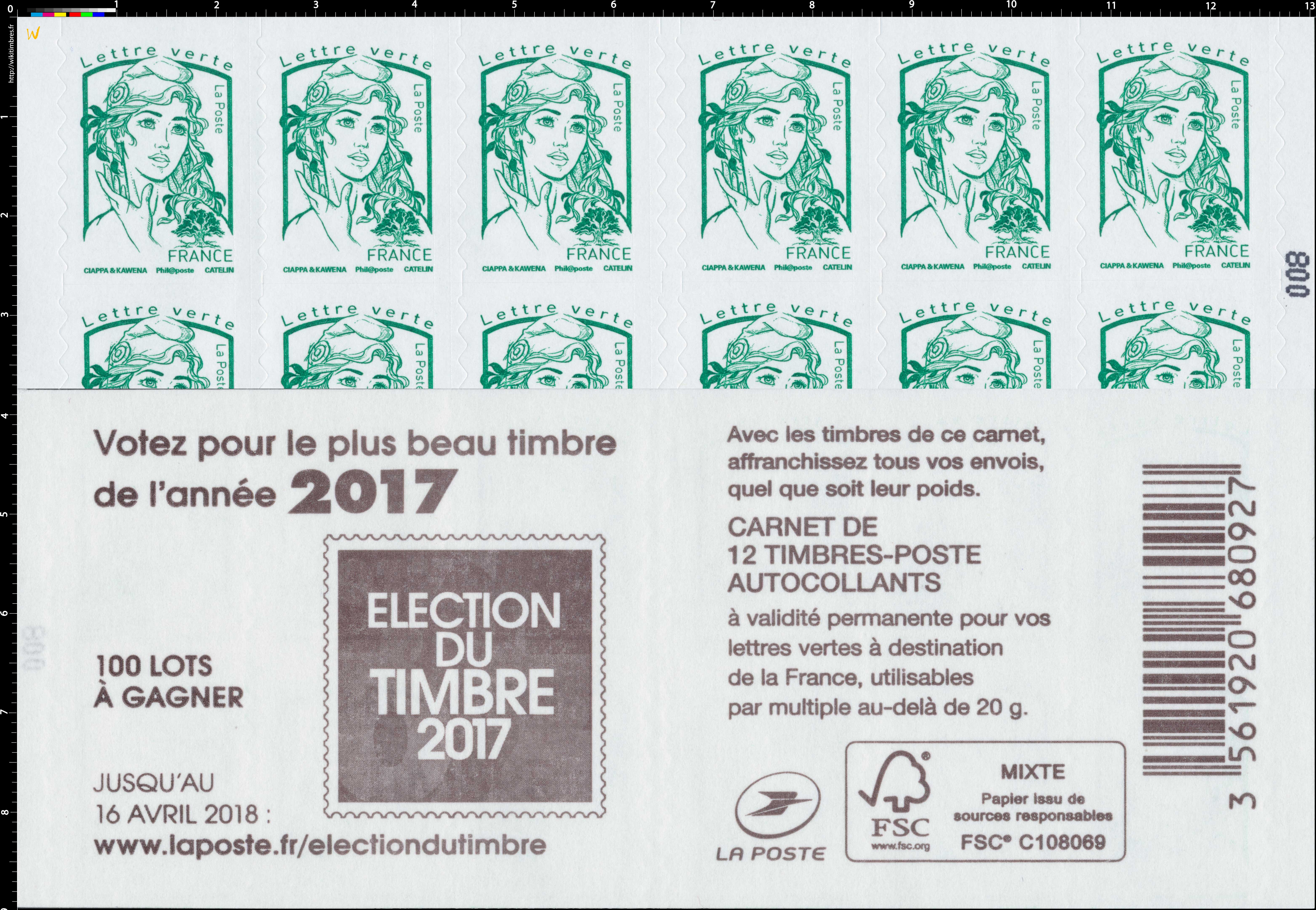 2018 Élection du plus beau Timbre de l'année 2017