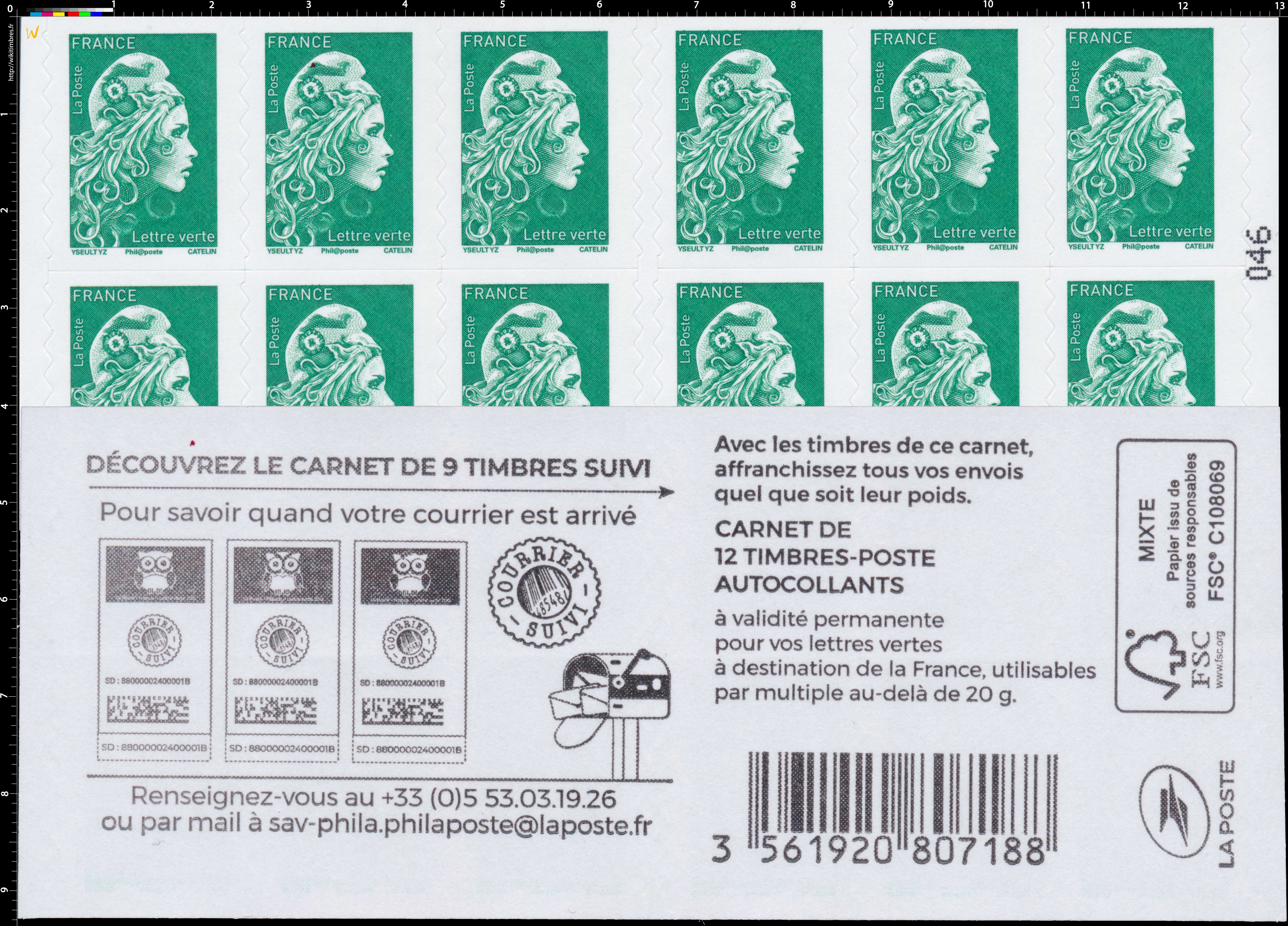 2020 Découvrez le carnet de 9 timbres suivi