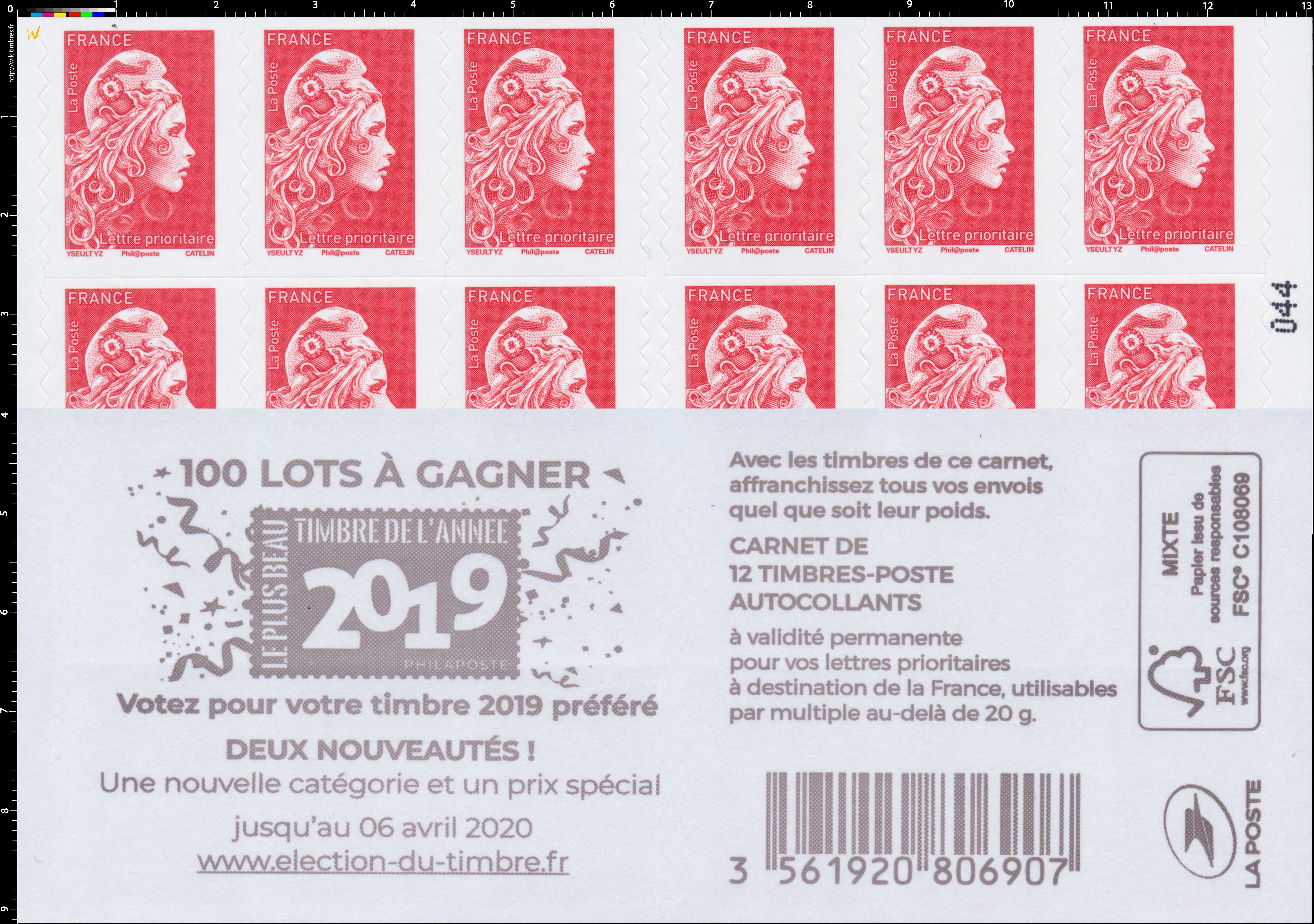 2020  100 Lots à gagner - Voter pour votre timbre 2019 préféré